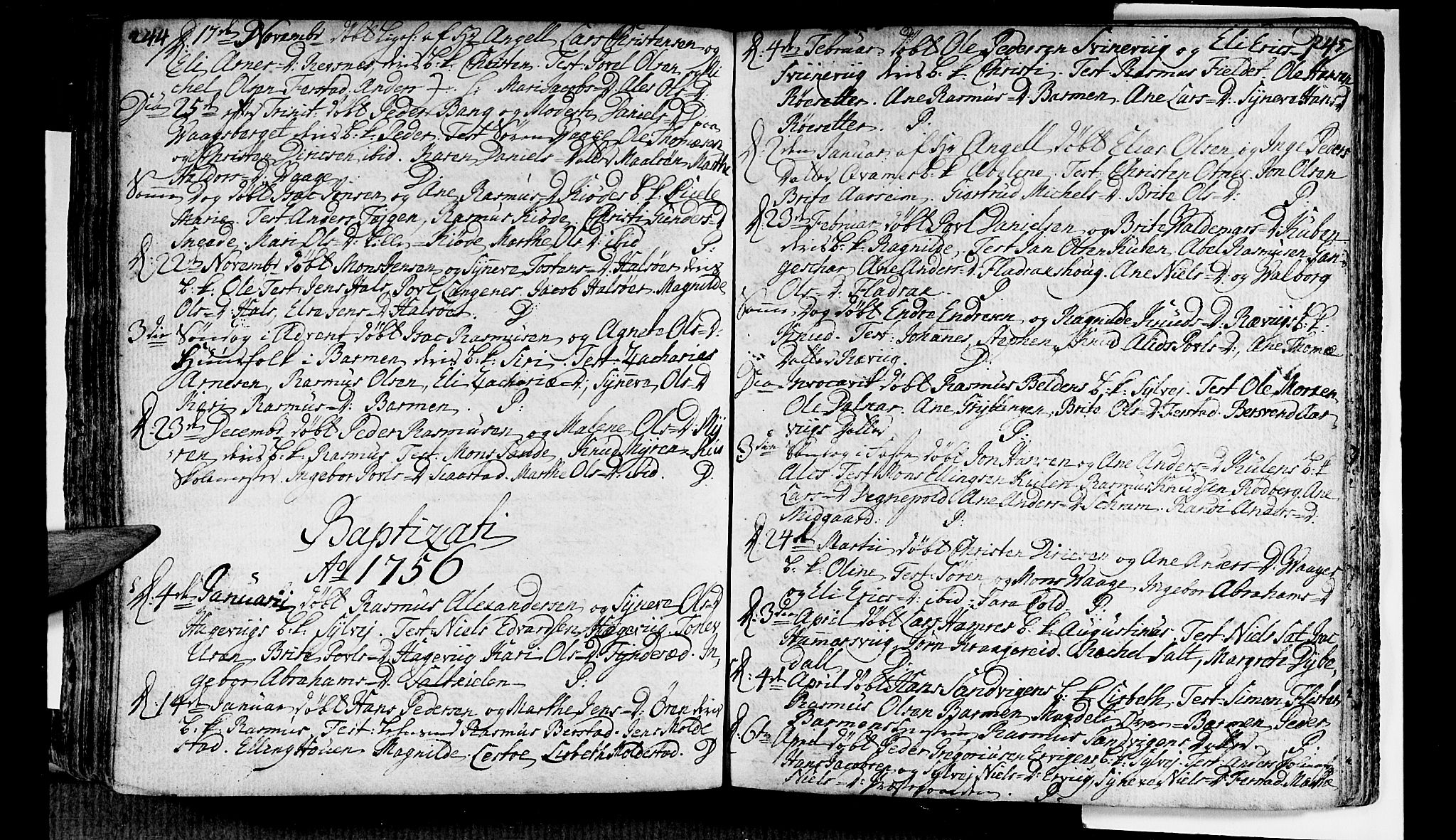 Selje sokneprestembete, AV/SAB-A-99938/H/Ha/Haa/Haaa: Parish register (official) no. A 4, 1743-1759, p. 244-245