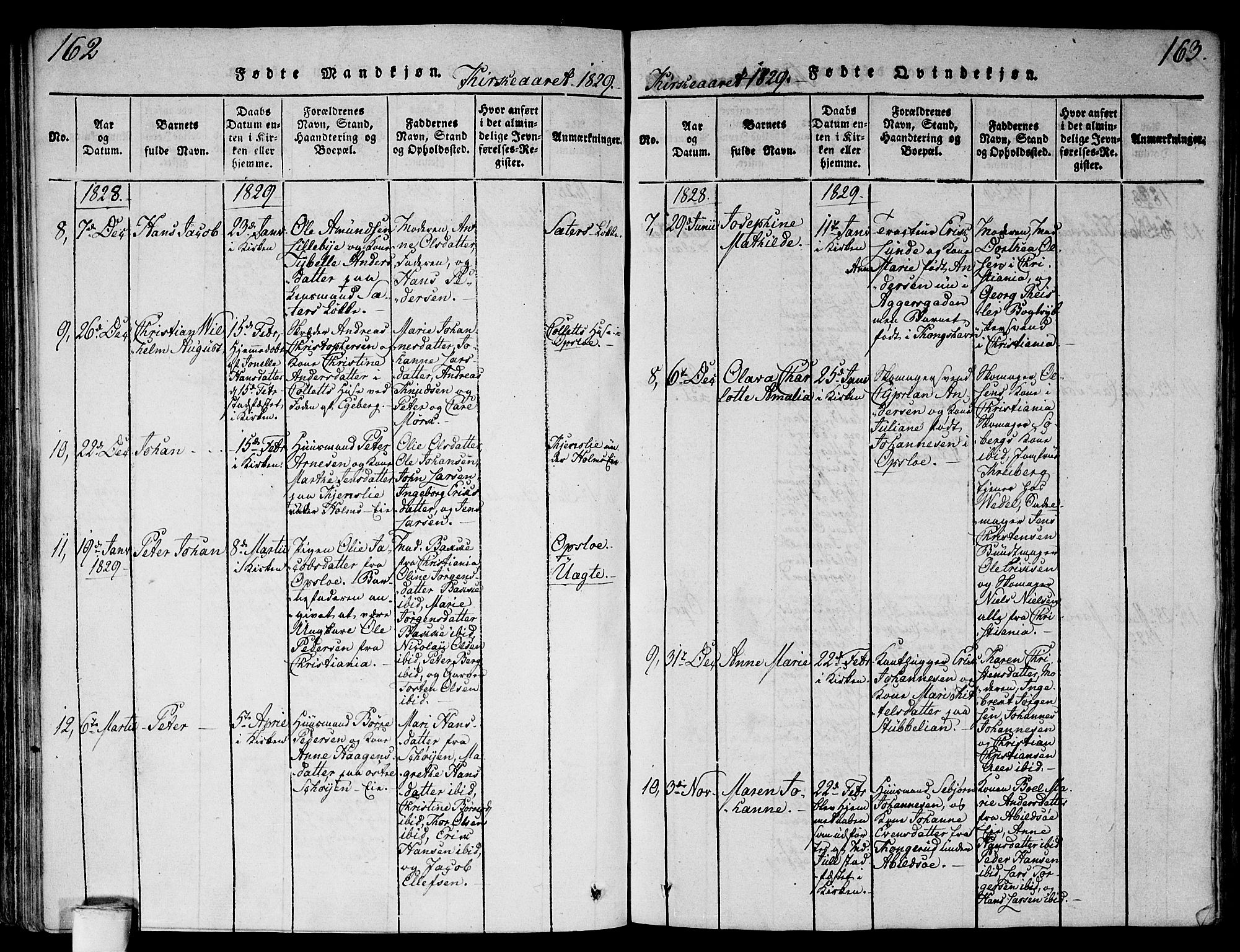 Gamlebyen prestekontor Kirkebøker, SAO/A-10884/F/Fa/L0002: Parish register (official) no. 2, 1817-1829, p. 162-163