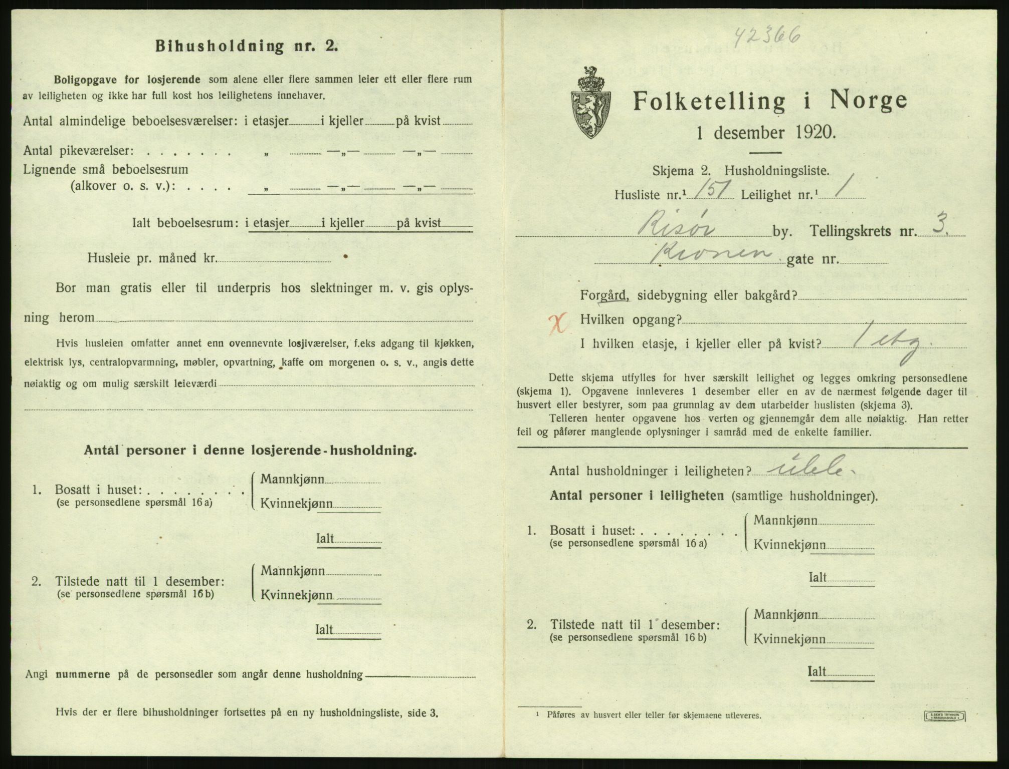 SAK, 1920 census for Risør, 1920, p. 2947