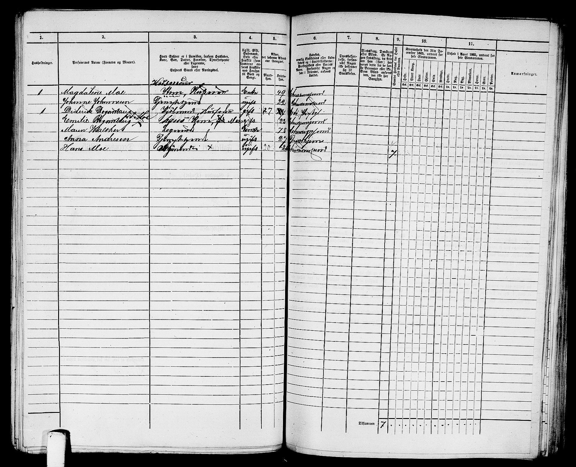 RA, 1865 census for Kristiansund/Kristiansund, 1865, p. 818