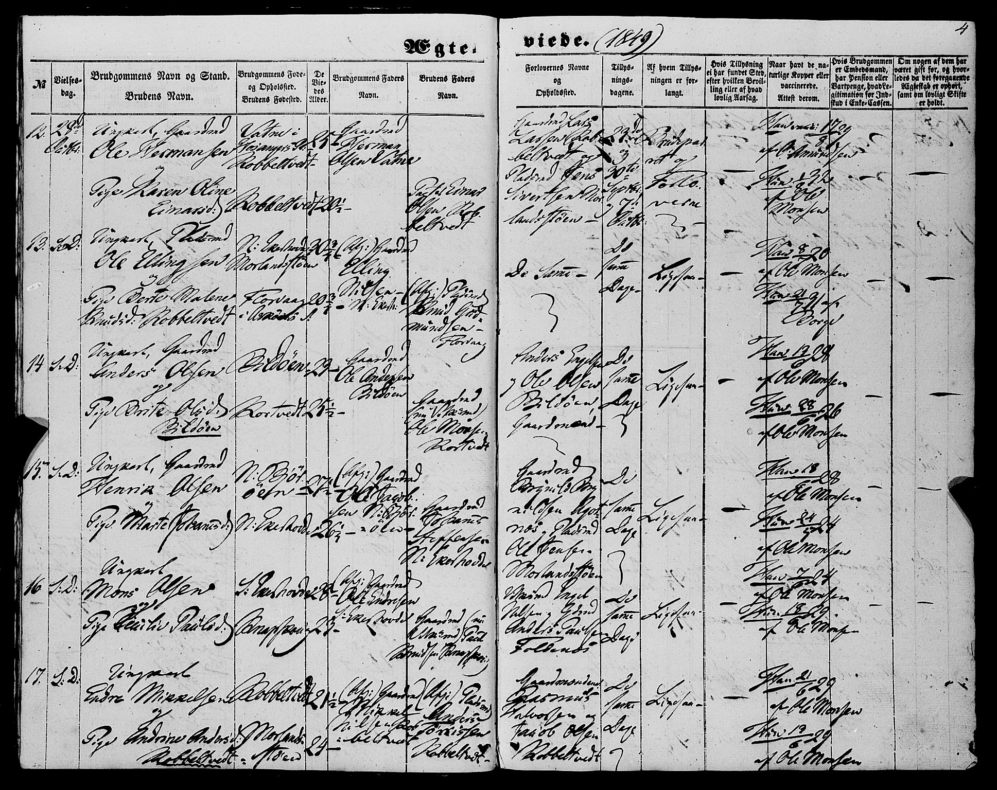 Fjell sokneprestembete, SAB/A-75301/H/Haa: Parish register (official) no. A 6, 1849-1877, p. 4