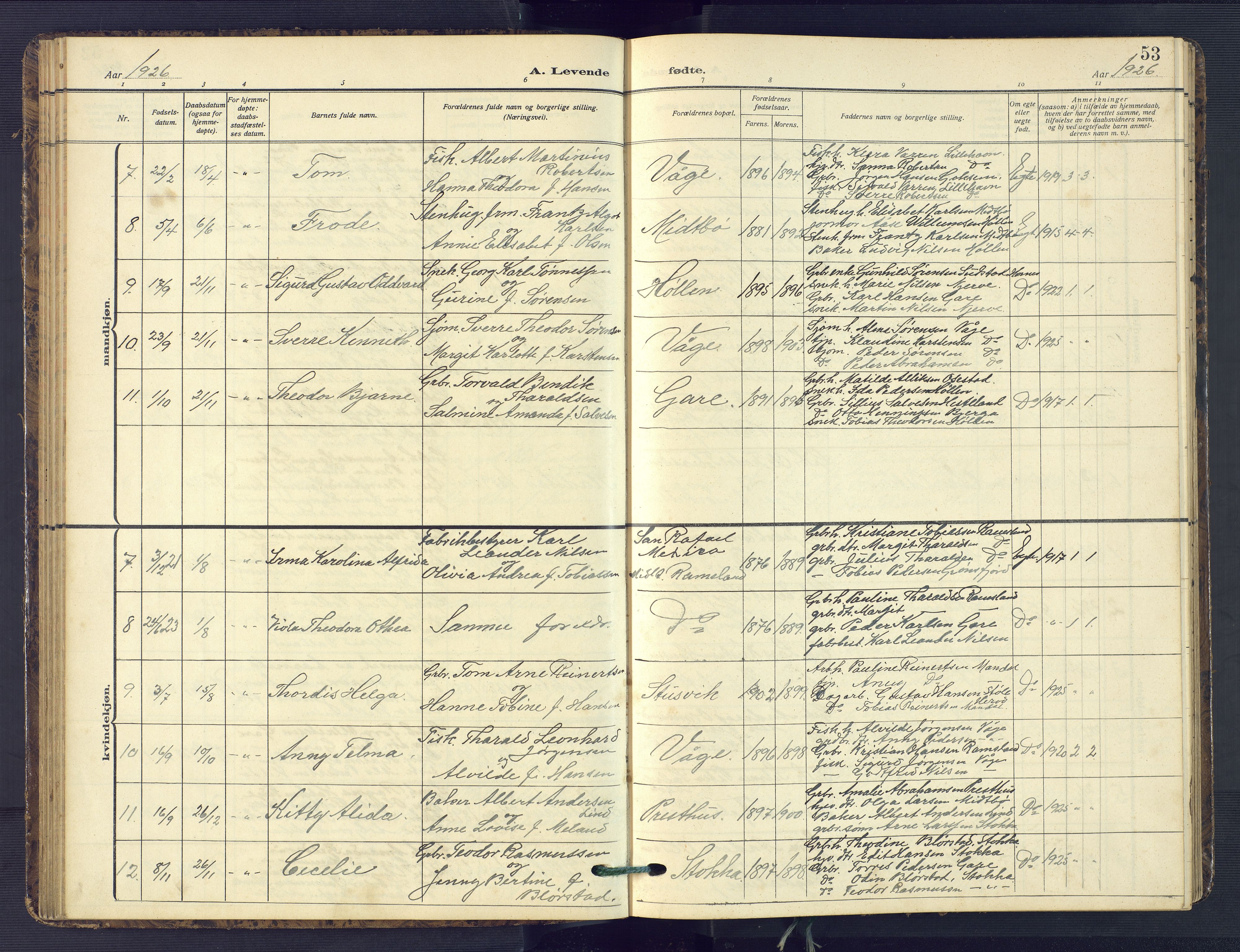 Sør-Audnedal sokneprestkontor, AV/SAK-1111-0039/F/Fb/Fba/L0005: Parish register (copy) no. B 5, 1908-1963, p. 53