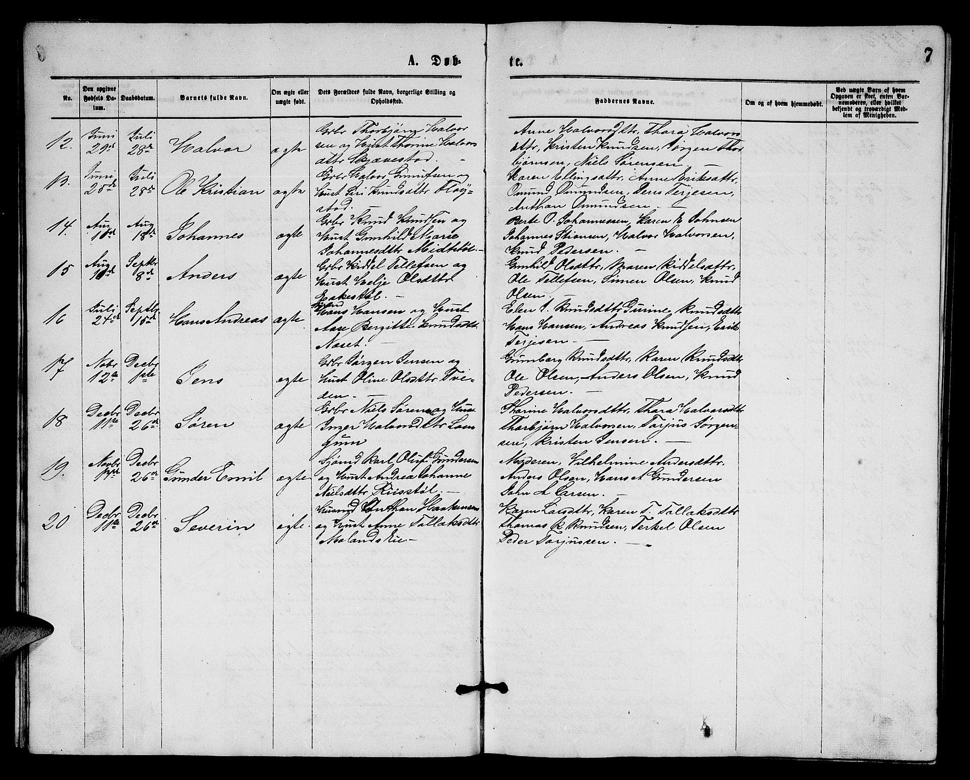 Austre Moland sokneprestkontor, SAK/1111-0001/F/Fb/Fba/L0002: Parish register (copy) no. B 2, 1869-1879, p. 7