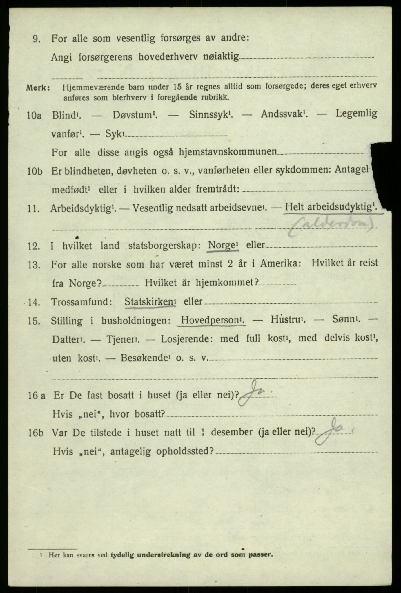 SAB, 1920 census for Ullensvang, 1920, p. 975