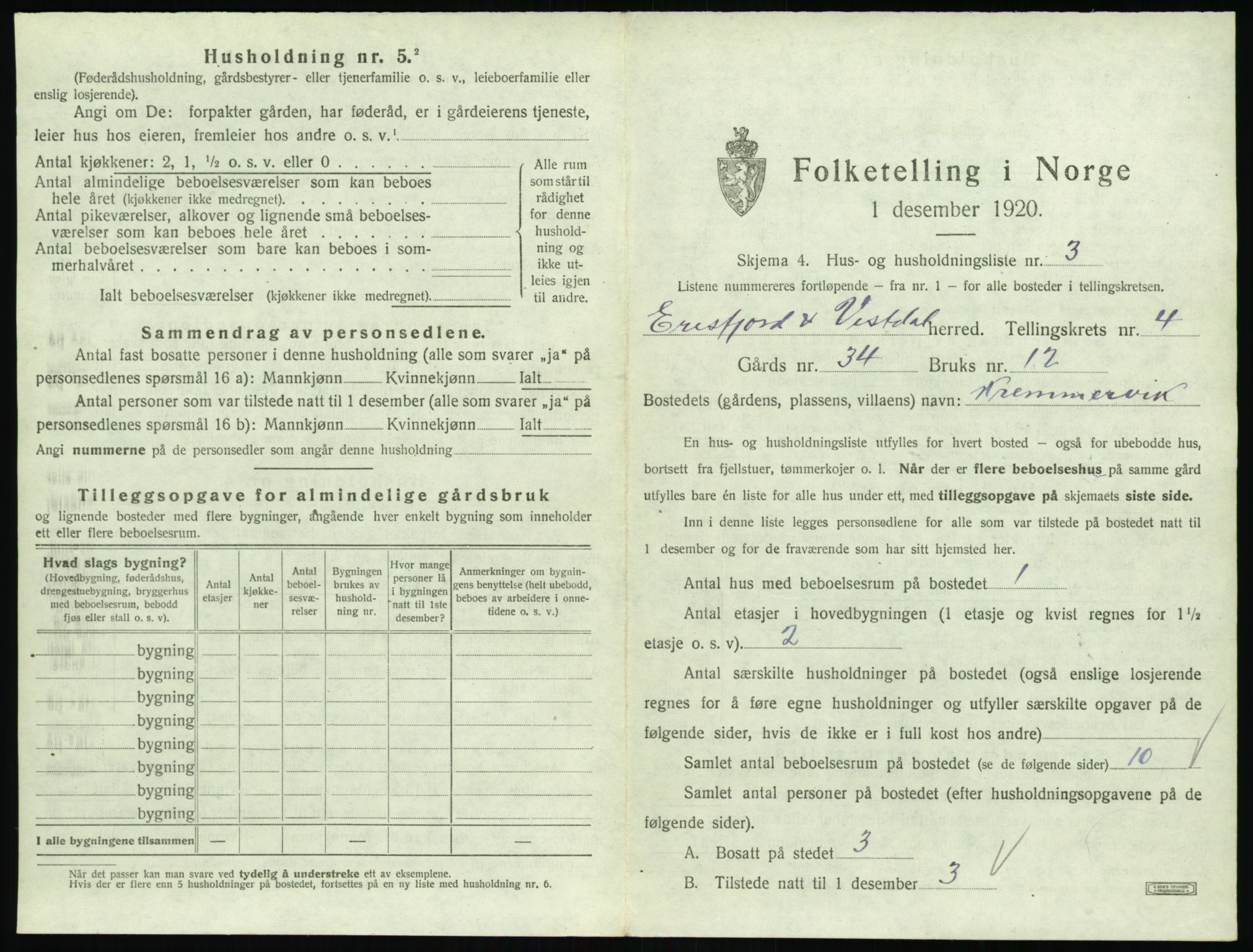 SAT, 1920 census for Eresfjord og Vistdal, 1920, p. 283