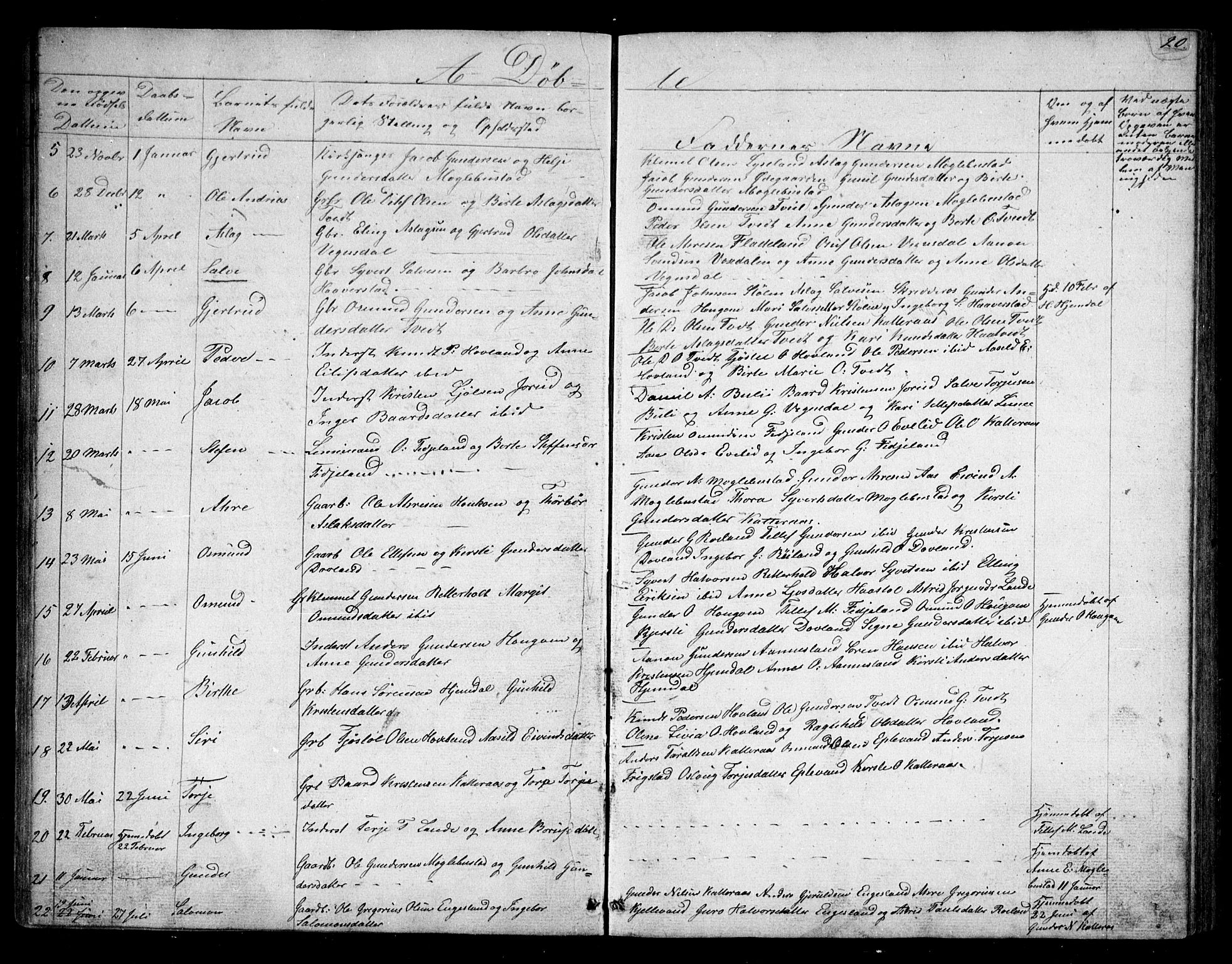 Herefoss sokneprestkontor, AV/SAK-1111-0019/F/Fb/Fbb/L0001: Parish register (copy) no. B 1, 1849-1879, p. 20