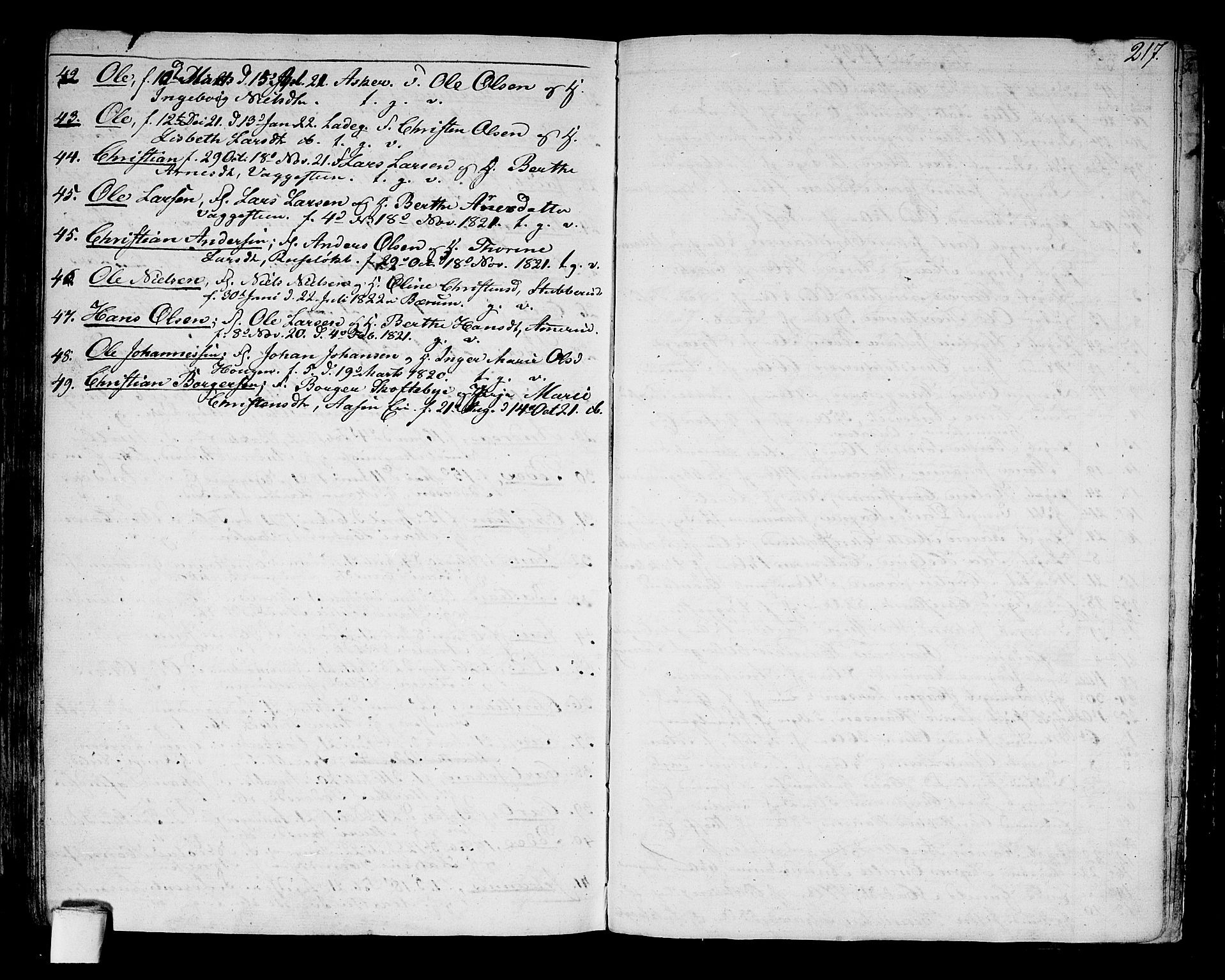 Aker prestekontor kirkebøker, AV/SAO-A-10861/G/L0006: Parish register (copy) no. 6, 1830-1838, p. 217