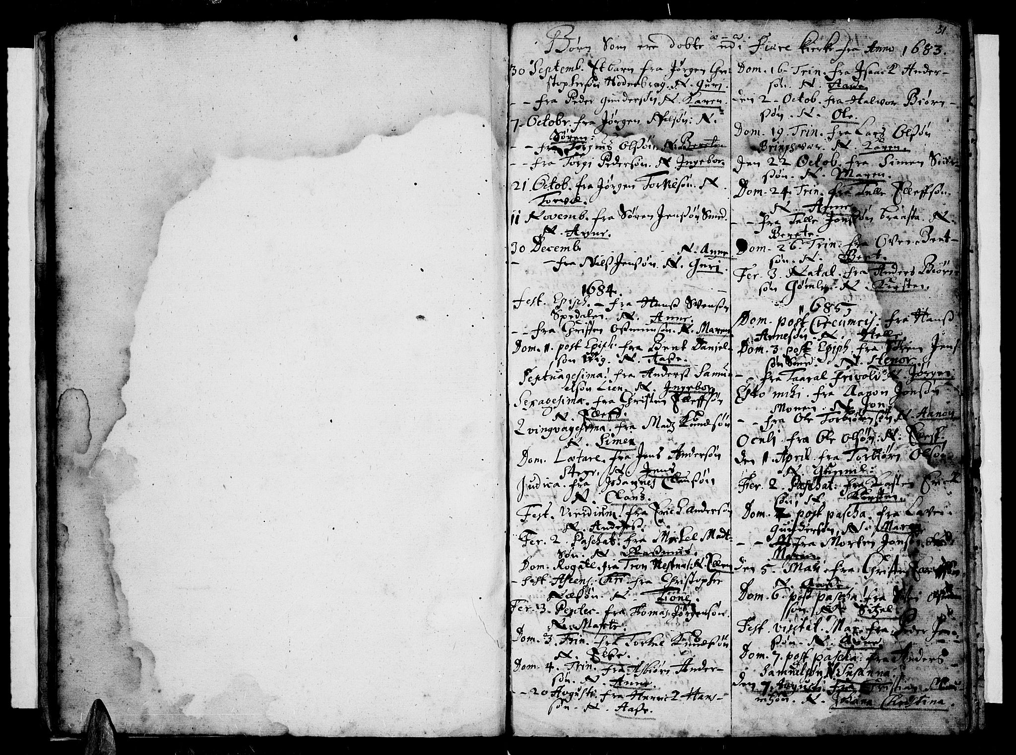 Øyestad sokneprestkontor, SAK/1111-0049/F/Fa/L0001: Parish register (official) no. A 1 /2, 1683-1695, p. 31