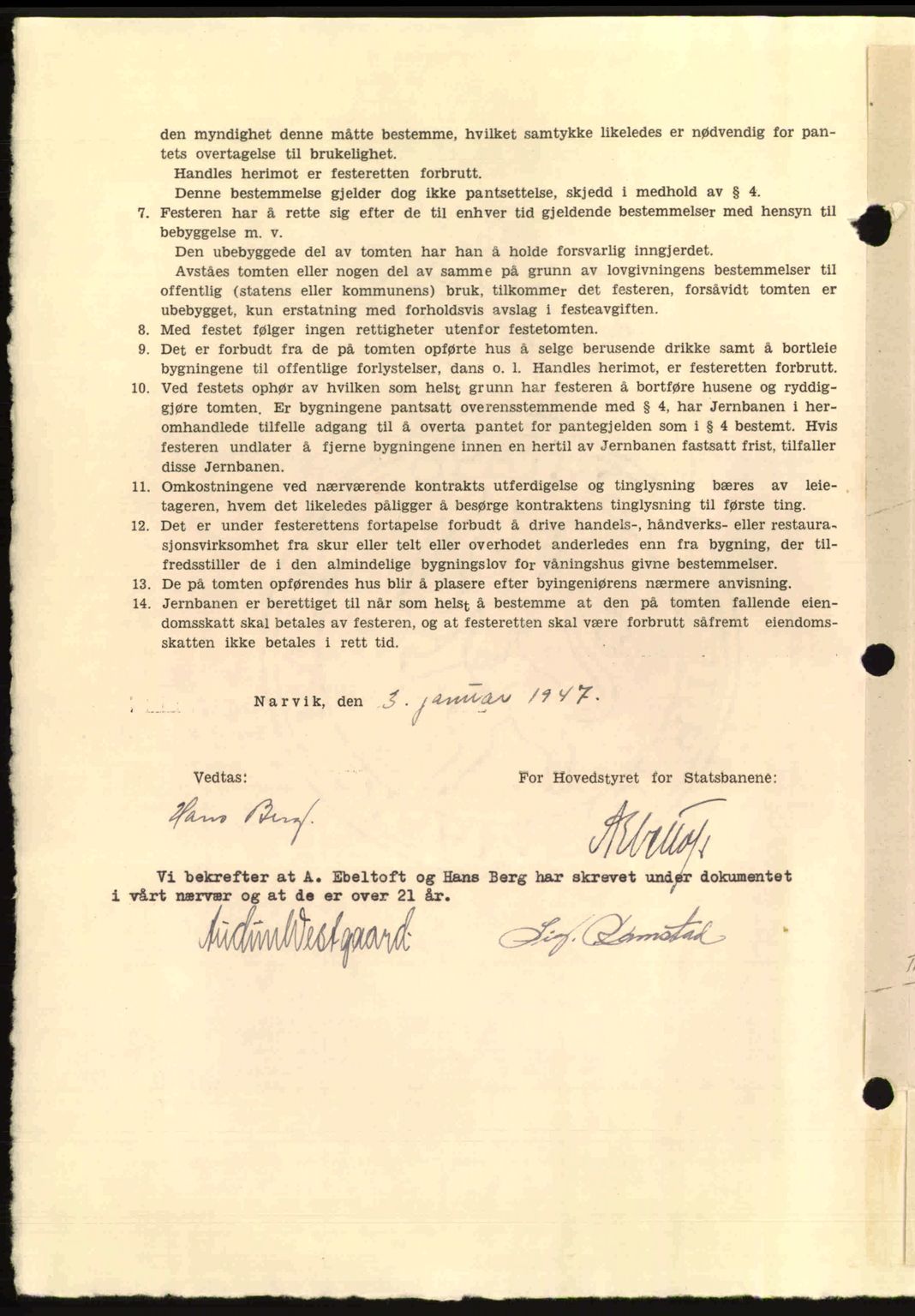 Narvik sorenskriveri, SAT/A-0002/1/2/2C/2Ca: Mortgage book no. A21, 1946-1947, Diary no: : 19/1947