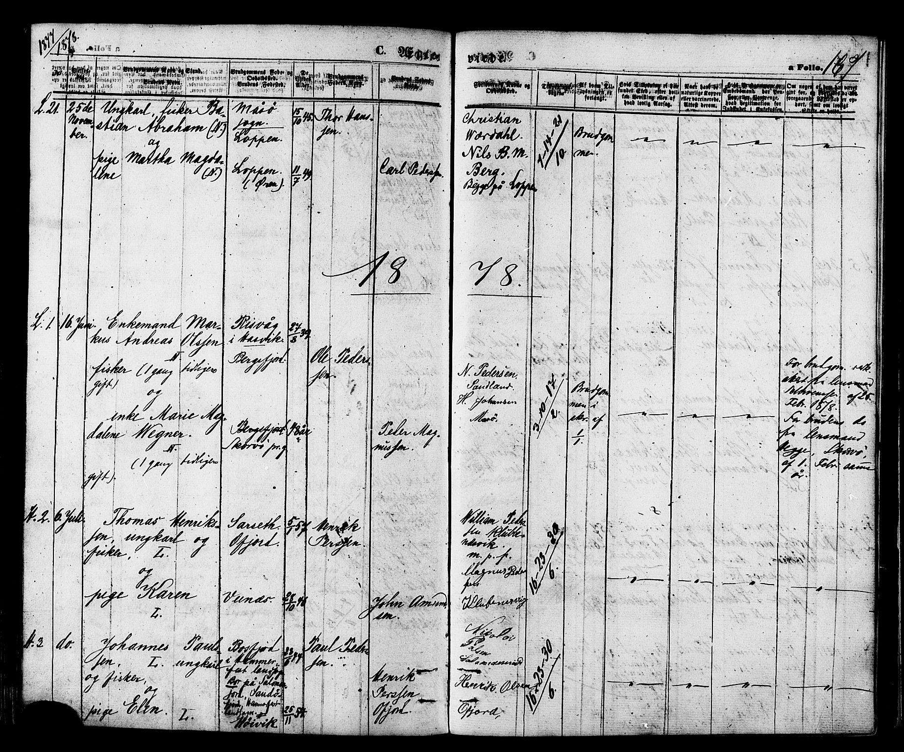 Loppa sokneprestkontor, AV/SATØ-S-1339/H/Ha/L0005kirke: Parish register (official) no. 5, 1869-1878, p. 167