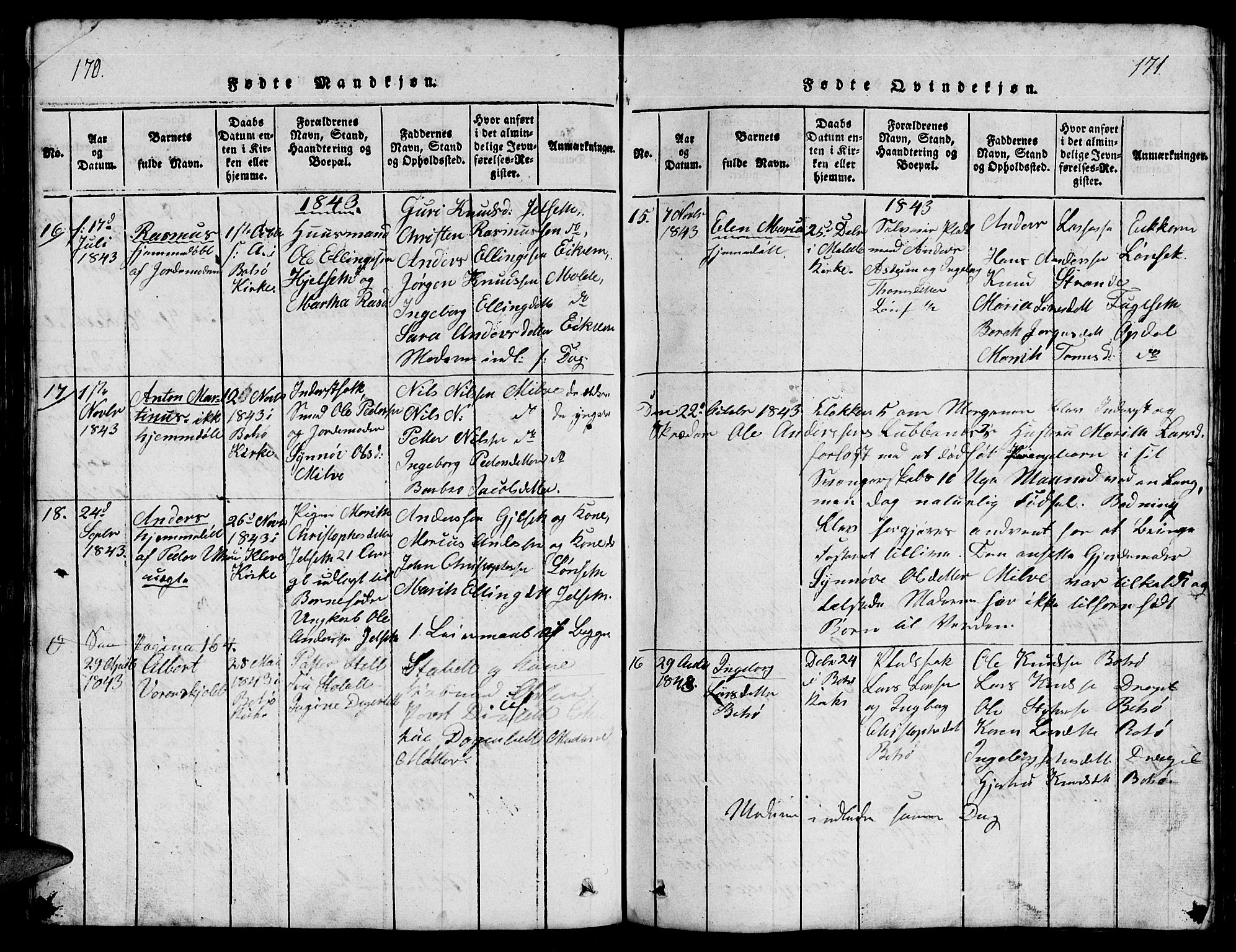 Ministerialprotokoller, klokkerbøker og fødselsregistre - Møre og Romsdal, AV/SAT-A-1454/555/L0665: Parish register (copy) no. 555C01, 1818-1868, p. 170-171