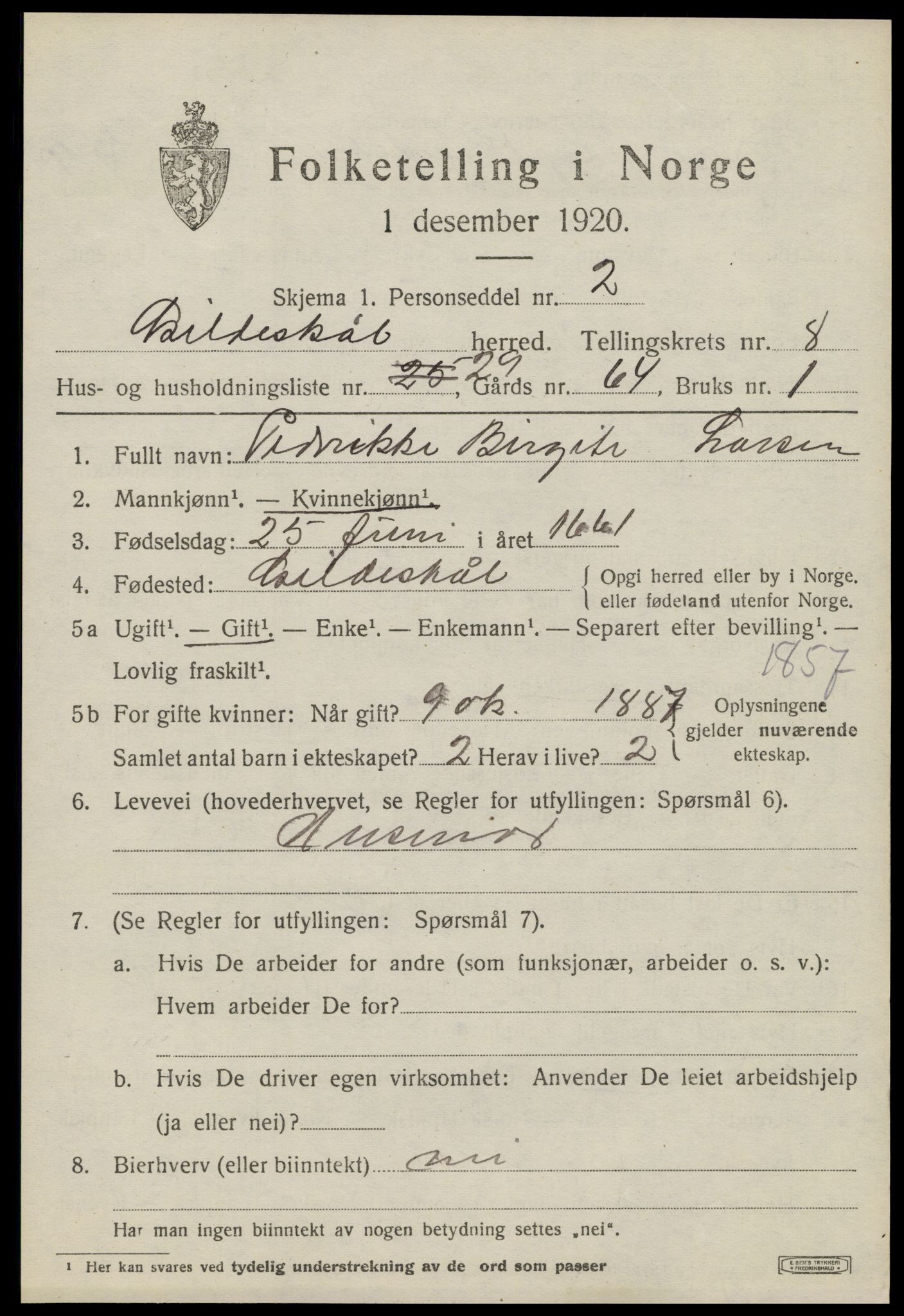 SAT, 1920 census for Gildeskål, 1920, p. 5750