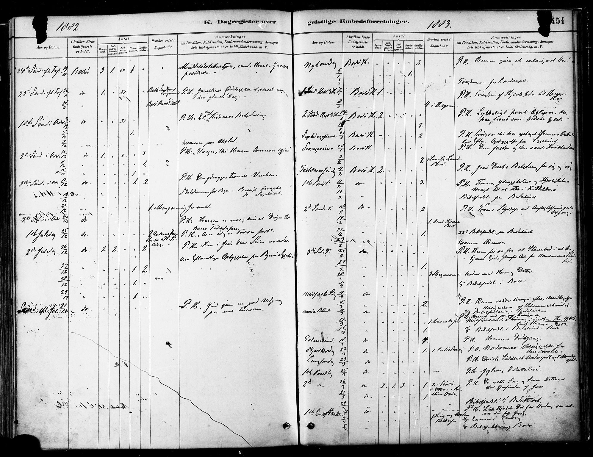 Ministerialprotokoller, klokkerbøker og fødselsregistre - Nordland, SAT/A-1459/802/L0054: Parish register (official) no. 802A01, 1879-1893, p. 454