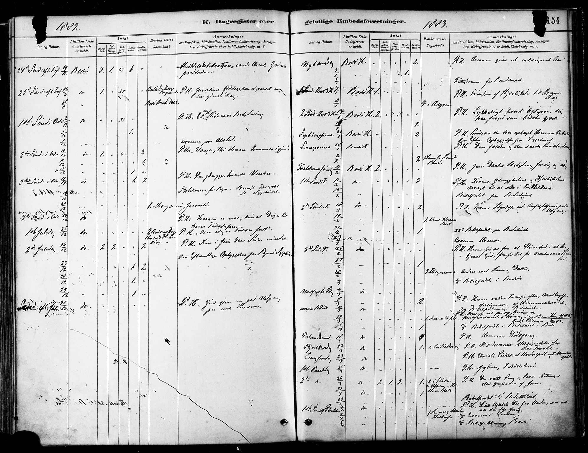 Ministerialprotokoller, klokkerbøker og fødselsregistre - Nordland, AV/SAT-A-1459/802/L0054: Parish register (official) no. 802A01, 1879-1893, p. 454