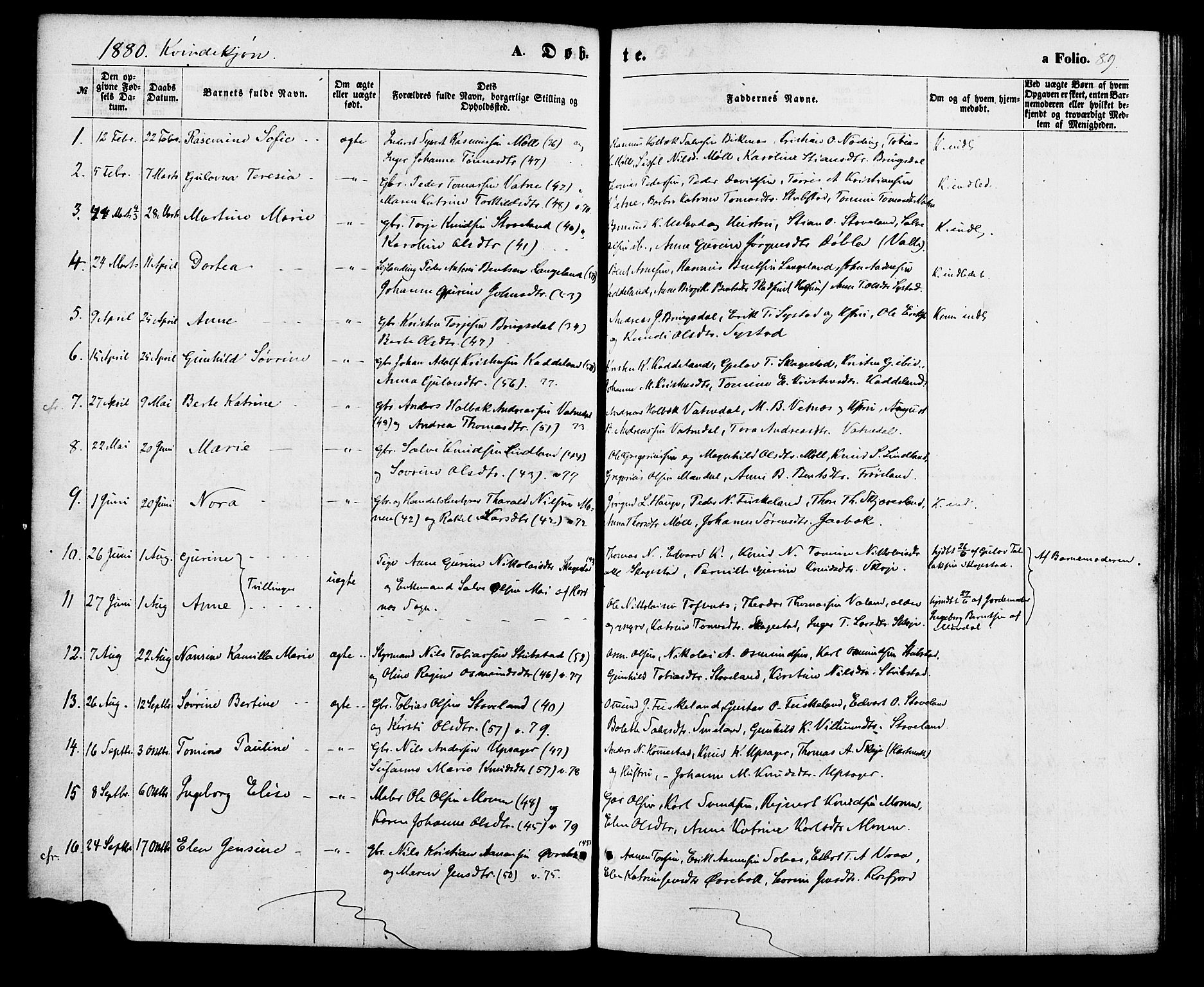 Holum sokneprestkontor, AV/SAK-1111-0022/F/Fa/Faa/L0006: Parish register (official) no. A 6, 1865-1883, p. 89