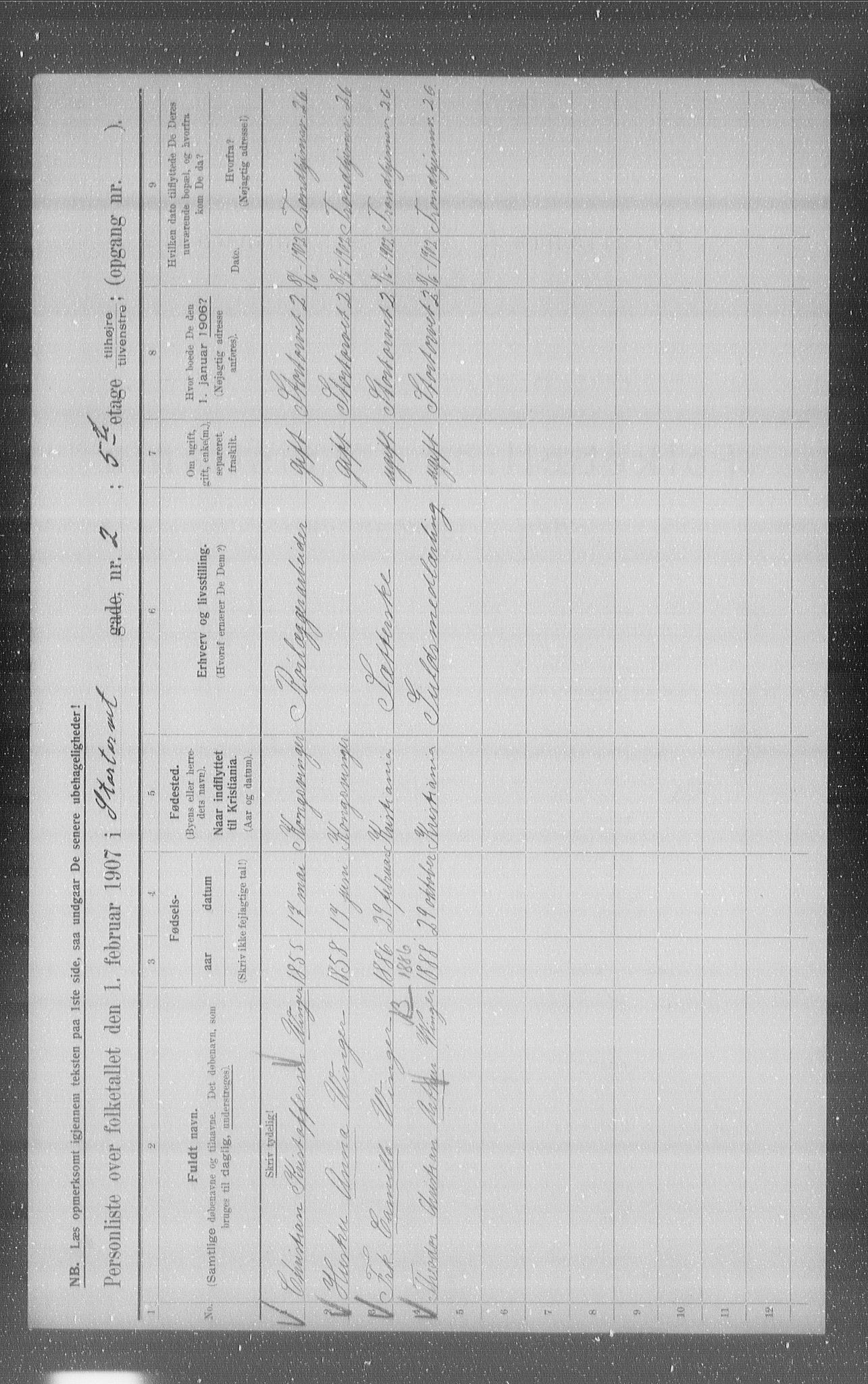 OBA, Municipal Census 1907 for Kristiania, 1907, p. 58541