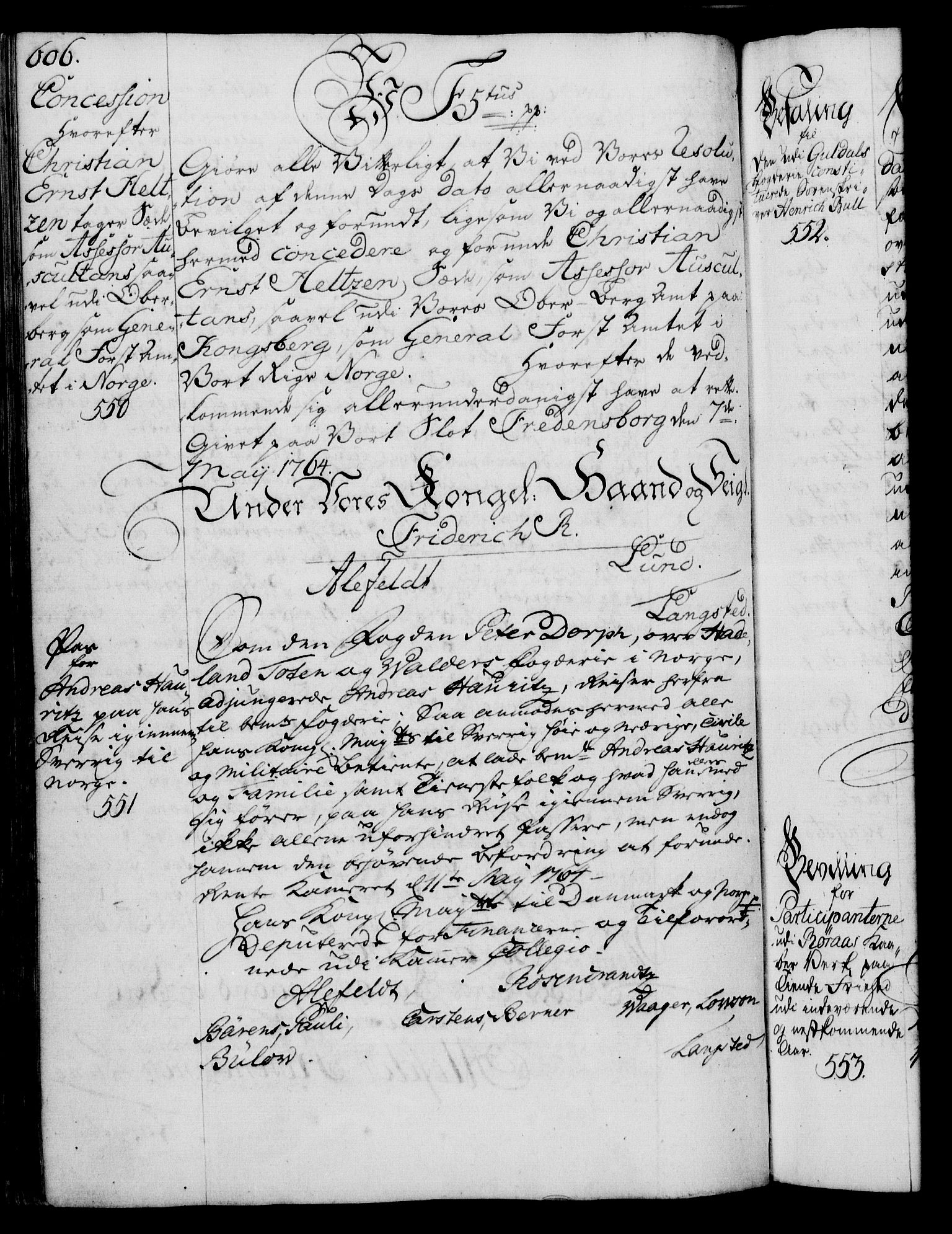 Rentekammeret, Kammerkanselliet, AV/RA-EA-3111/G/Gg/Gga/L0007: Norsk ekspedisjonsprotokoll med register (merket RK 53.7), 1759-1768, p. 606