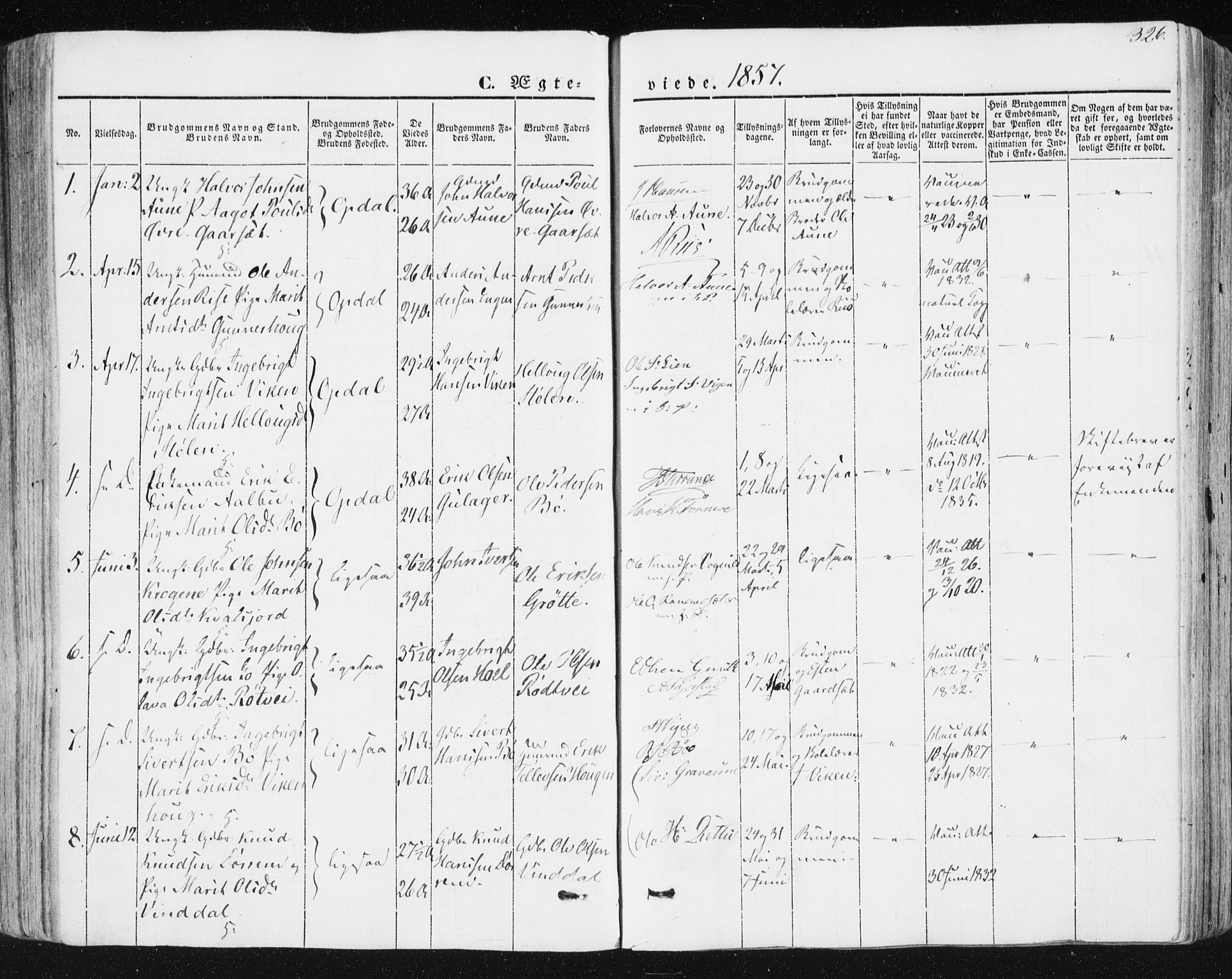 Ministerialprotokoller, klokkerbøker og fødselsregistre - Sør-Trøndelag, SAT/A-1456/678/L0899: Parish register (official) no. 678A08, 1848-1872, p. 326