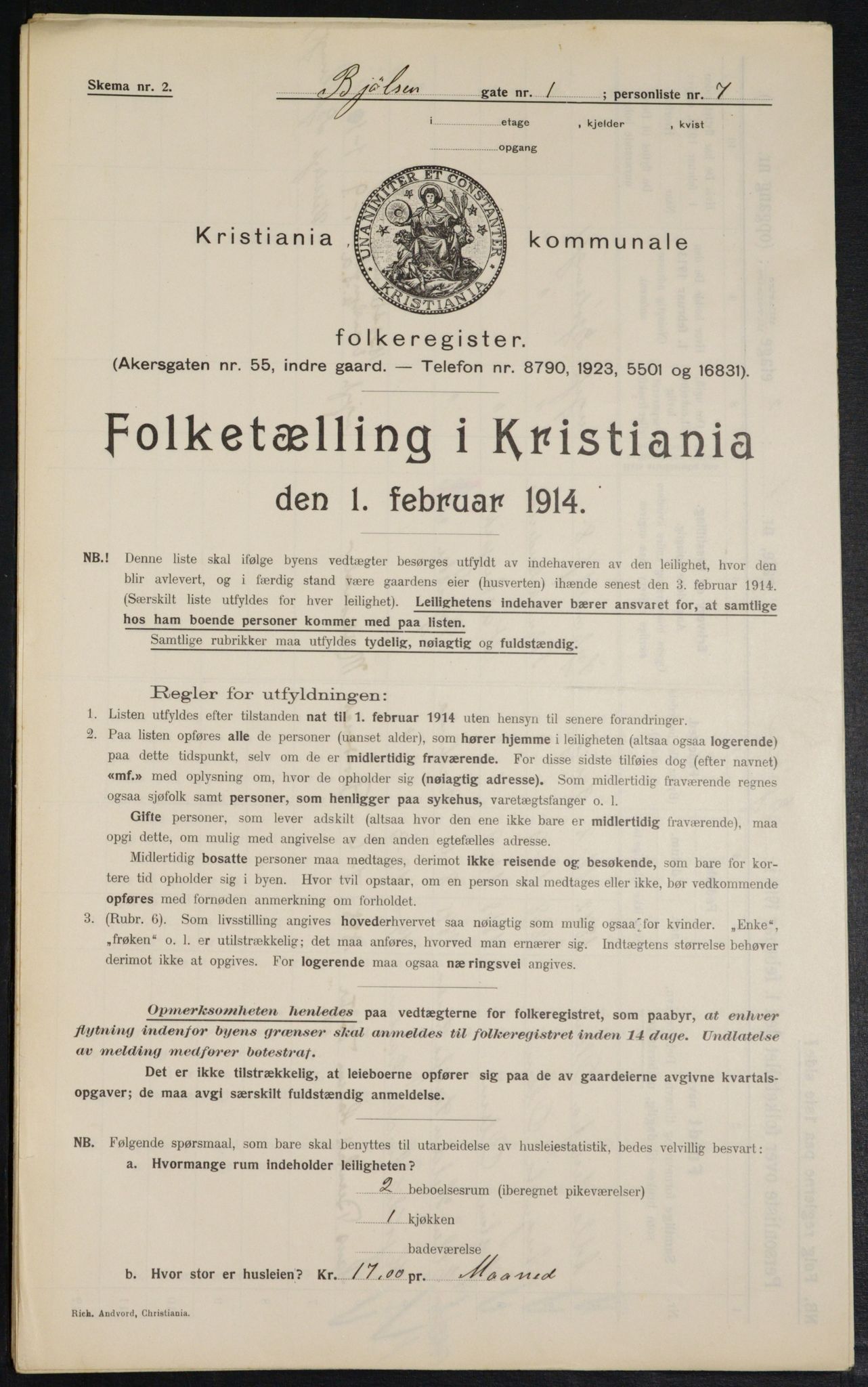 OBA, Municipal Census 1914 for Kristiania, 1914, p. 6422