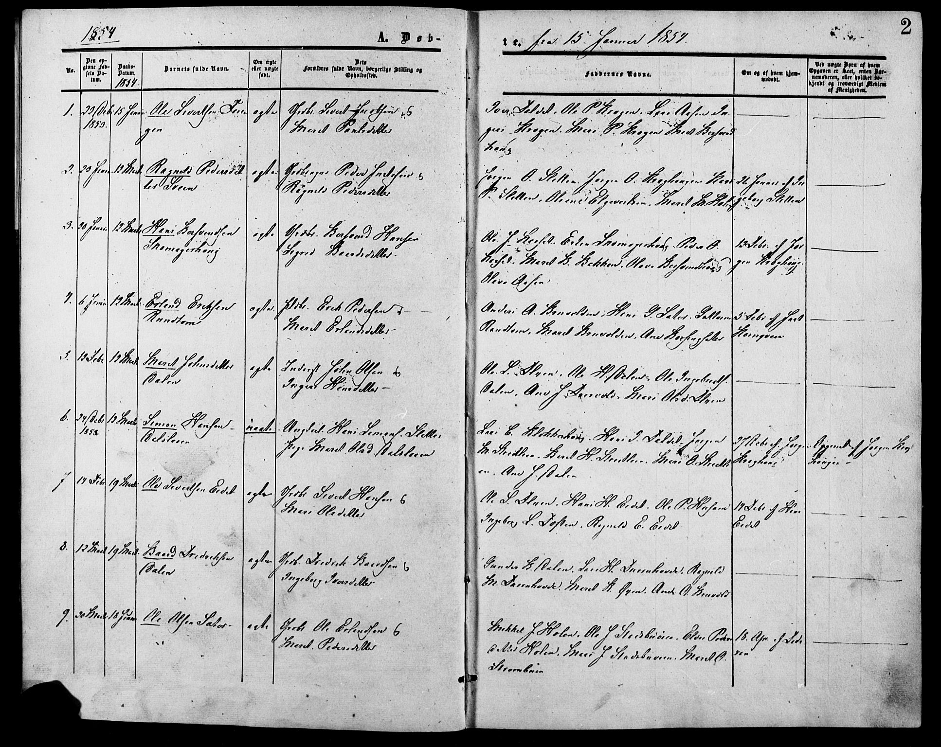 Lesja prestekontor, SAH/PREST-068/H/Ha/Haa/L0007: Parish register (official) no. 7, 1854-1862, p. 2