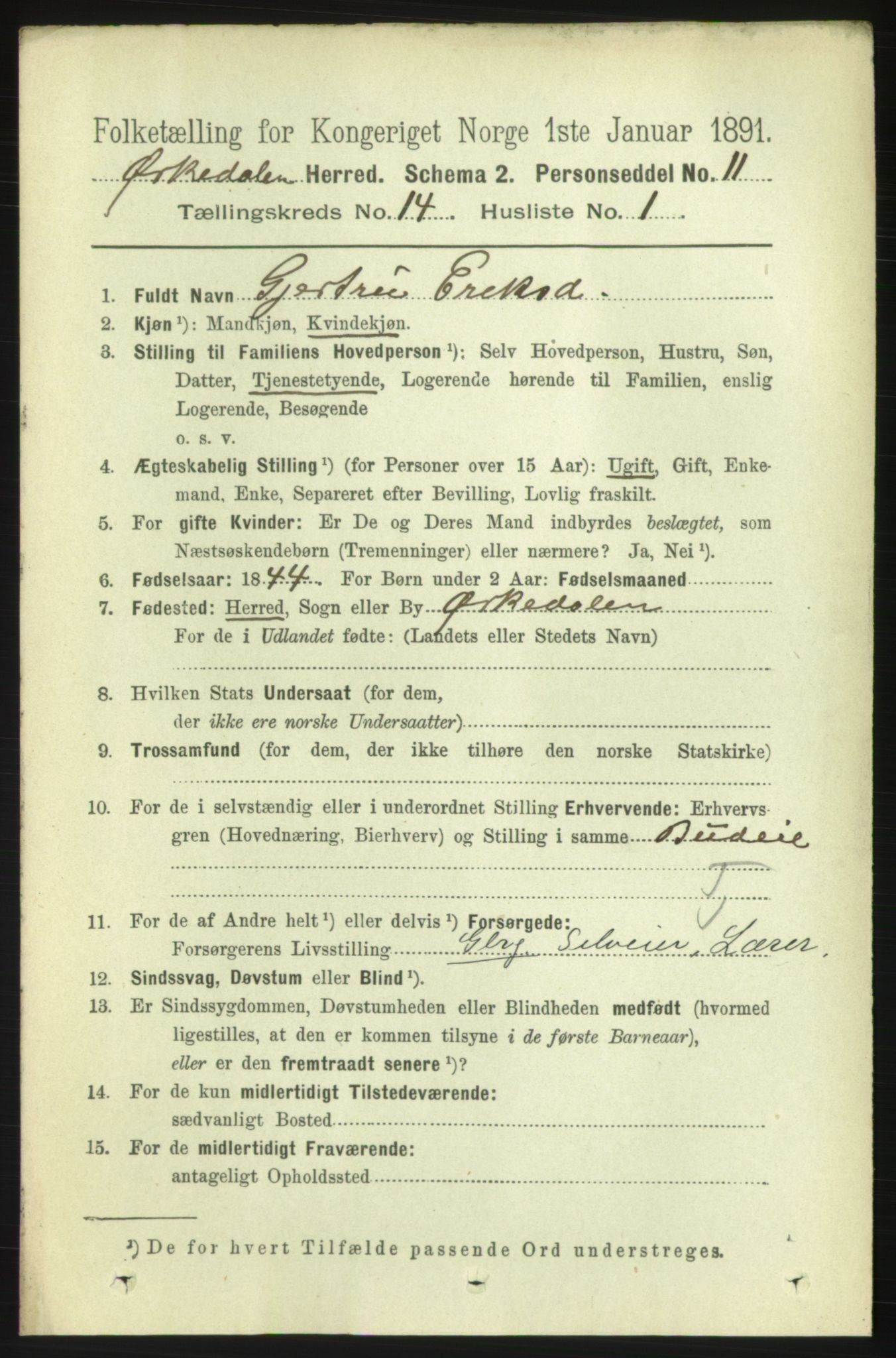 RA, 1891 census for 1638 Orkdal, 1891, p. 6560