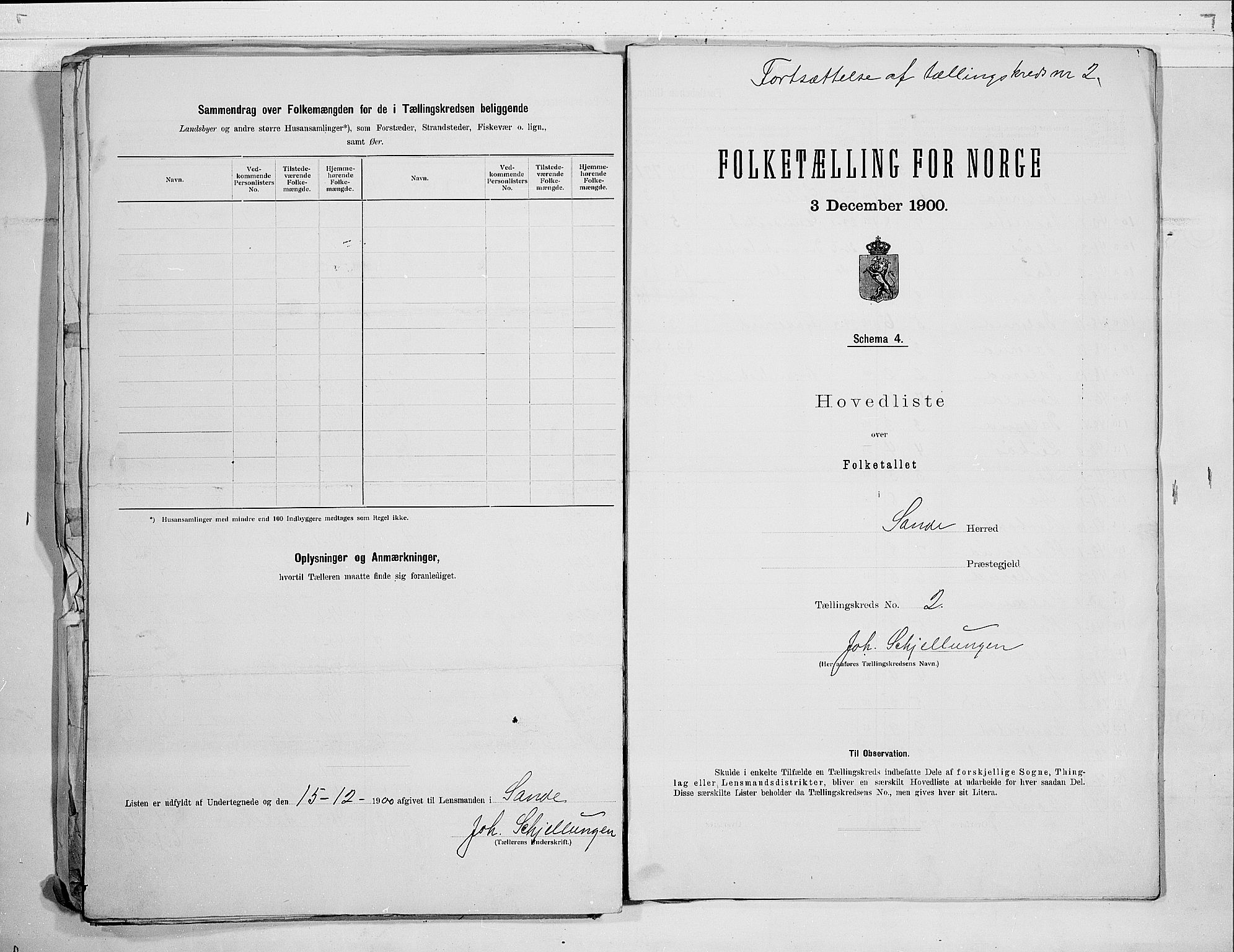 RA, 1900 census for Sande, 1900, p. 8