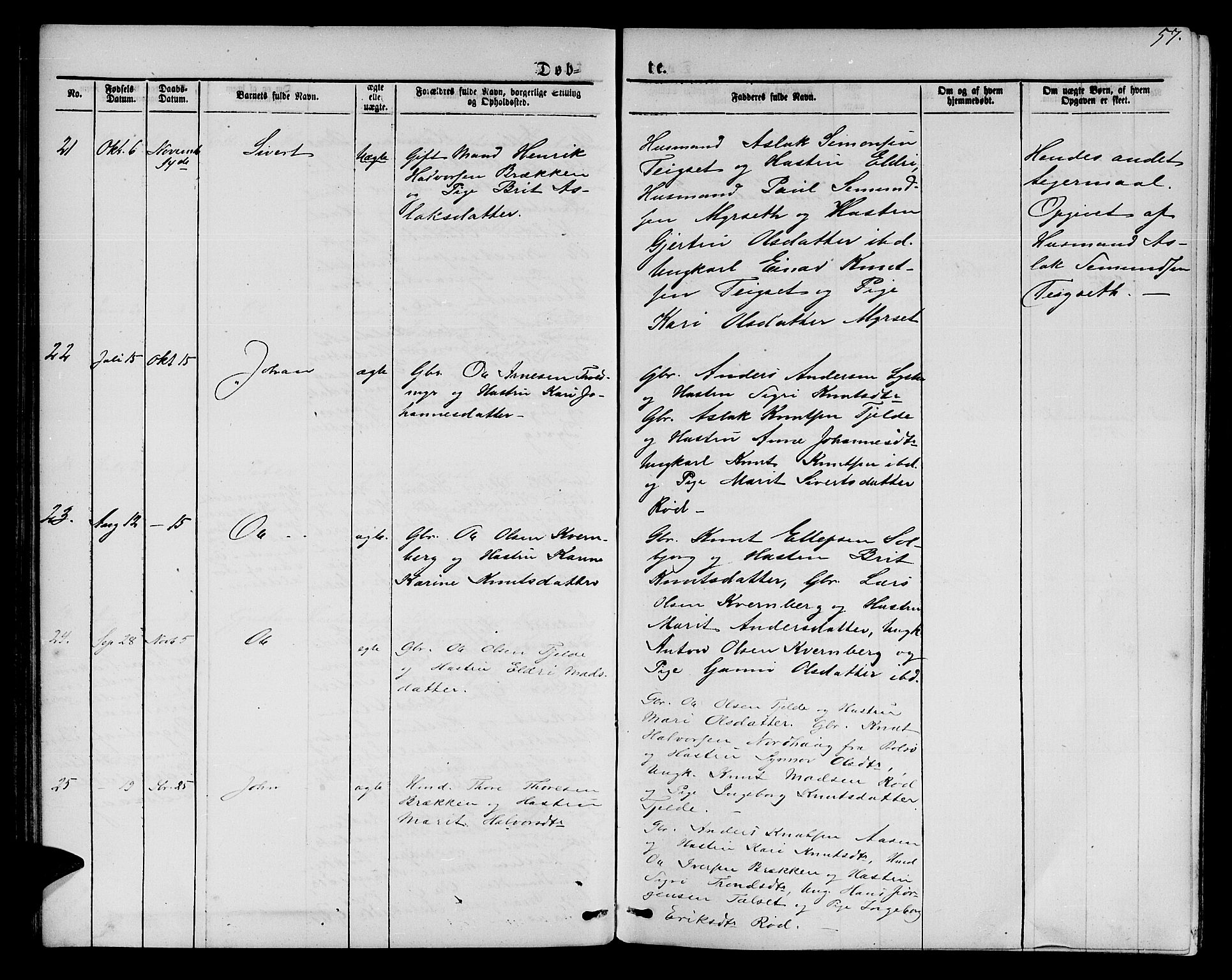 Ministerialprotokoller, klokkerbøker og fødselsregistre - Møre og Romsdal, AV/SAT-A-1454/551/L0630: Parish register (copy) no. 551C02, 1867-1885, p. 57