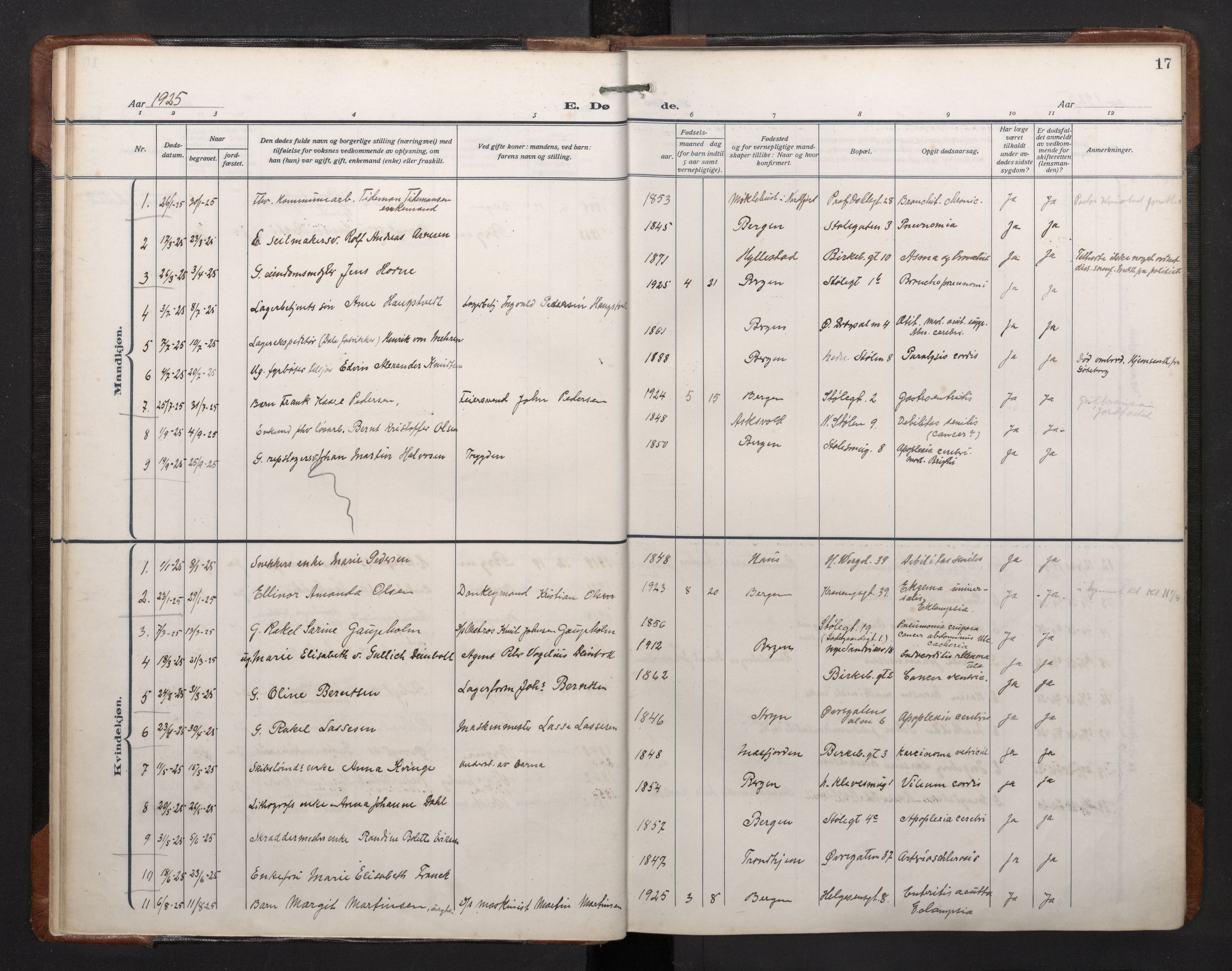 Mariakirken Sokneprestembete, SAB/A-76901/H/Haa/L0020: Parish register (official) no. E 1, 1918-1956, p. 16b-17a