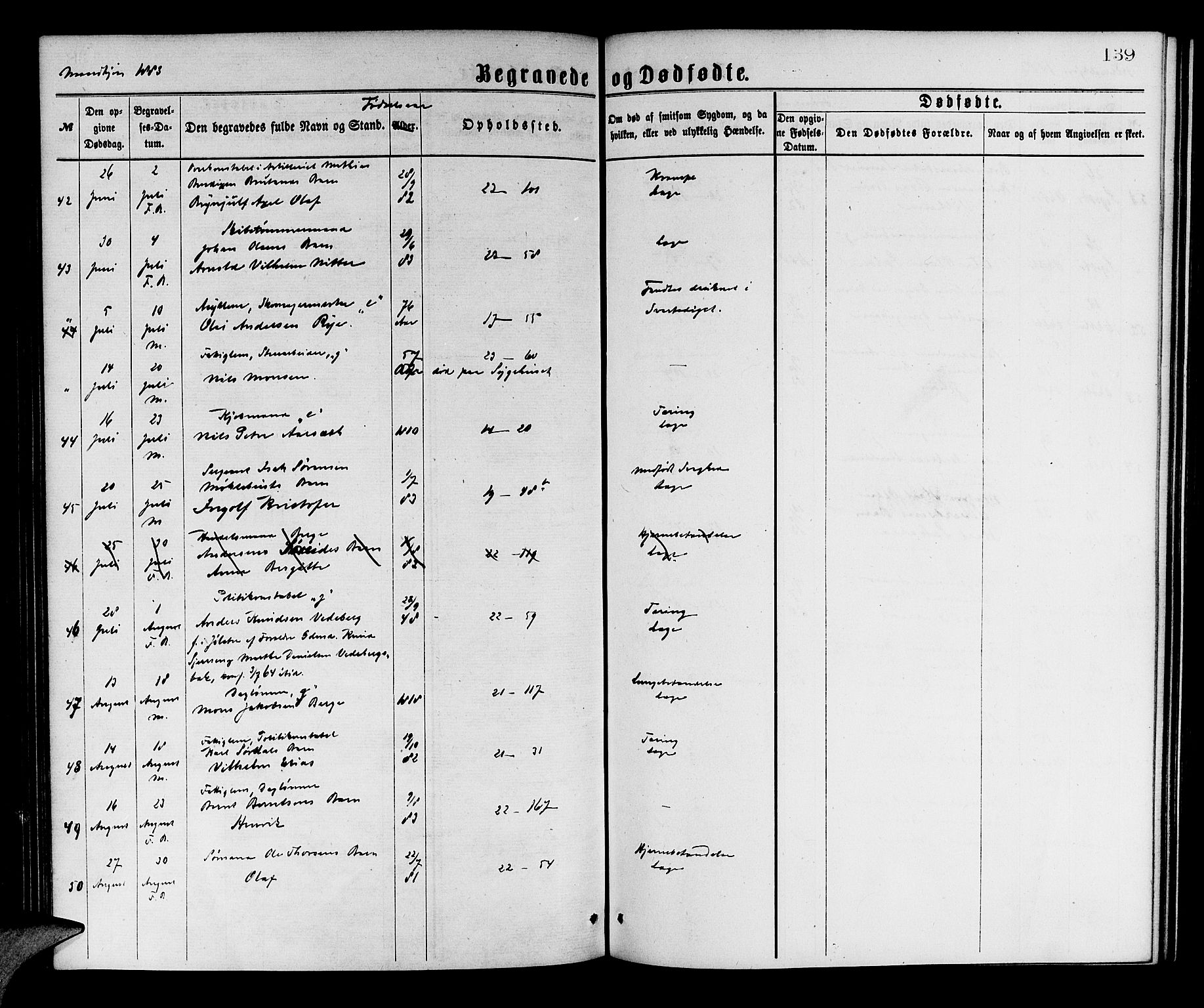 Korskirken sokneprestembete, AV/SAB-A-76101/H/Hab: Parish register (copy) no. E 3, 1871-1883, p. 139