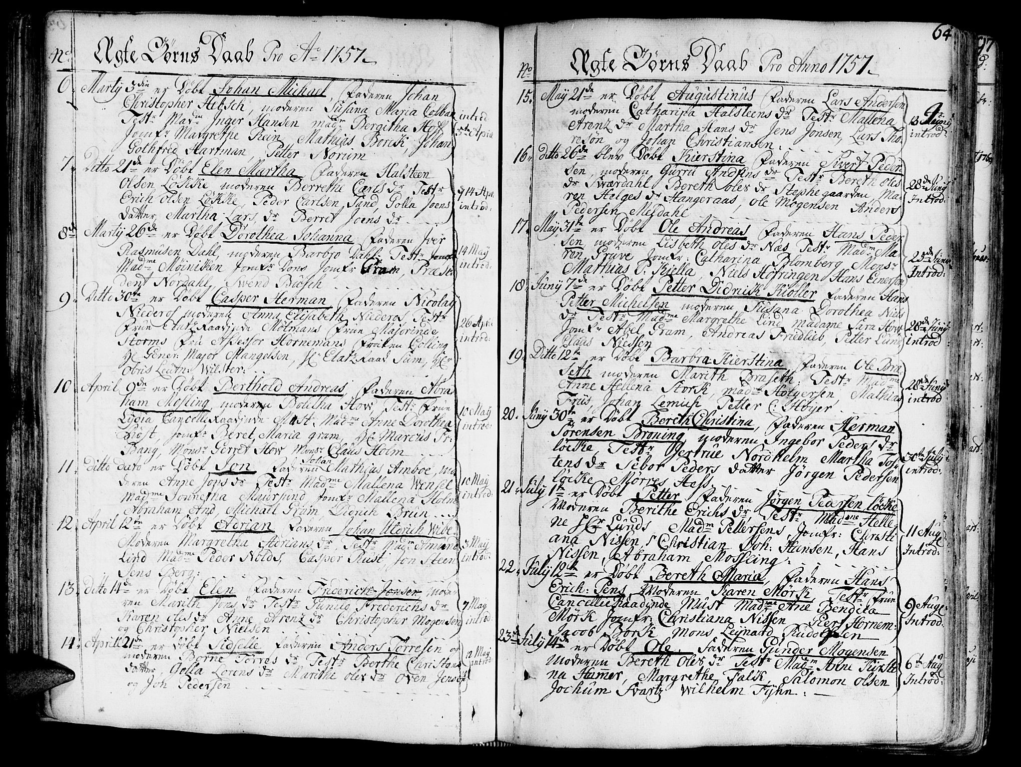 Ministerialprotokoller, klokkerbøker og fødselsregistre - Sør-Trøndelag, SAT/A-1456/602/L0103: Parish register (official) no. 602A01, 1732-1774, p. 64
