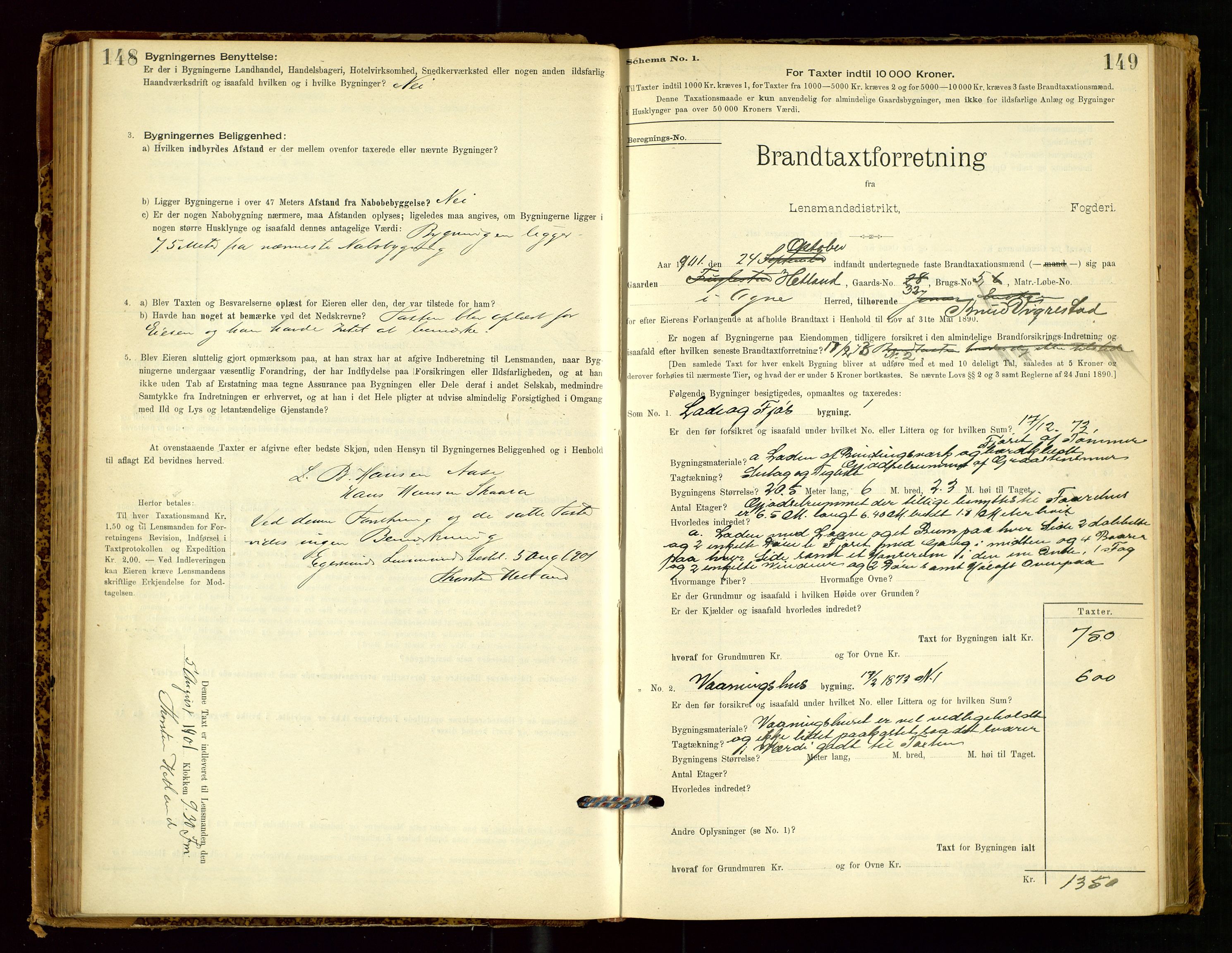 Eigersund lensmannskontor, AV/SAST-A-100171/Gob/L0001: Skjemaprotokoll, 1894-1909, p. 148-149