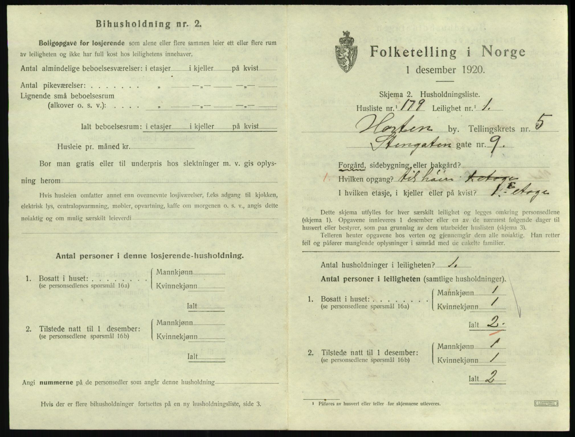 SAKO, 1920 census for Horten, 1920, p. 6271