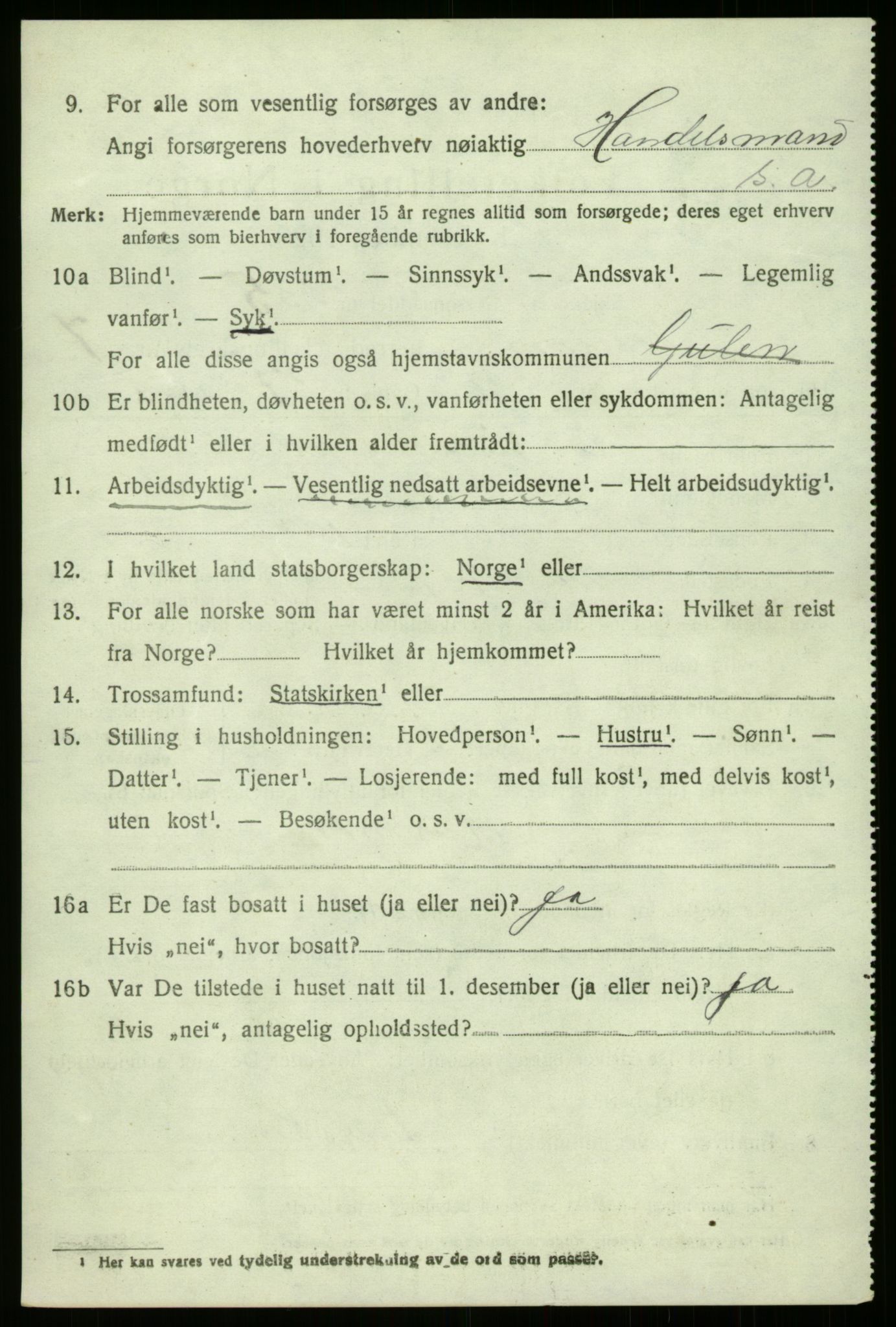 SAB, 1920 census for Gulen, 1920, p. 3462