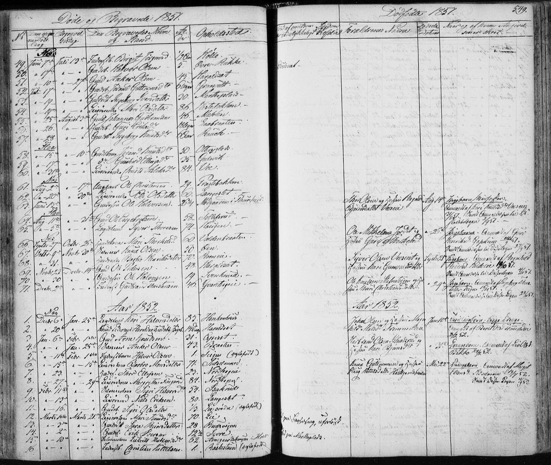 Nes kirkebøker, SAKO/A-236/F/Fa/L0009: Parish register (official) no. 9, 1834-1863, p. 549