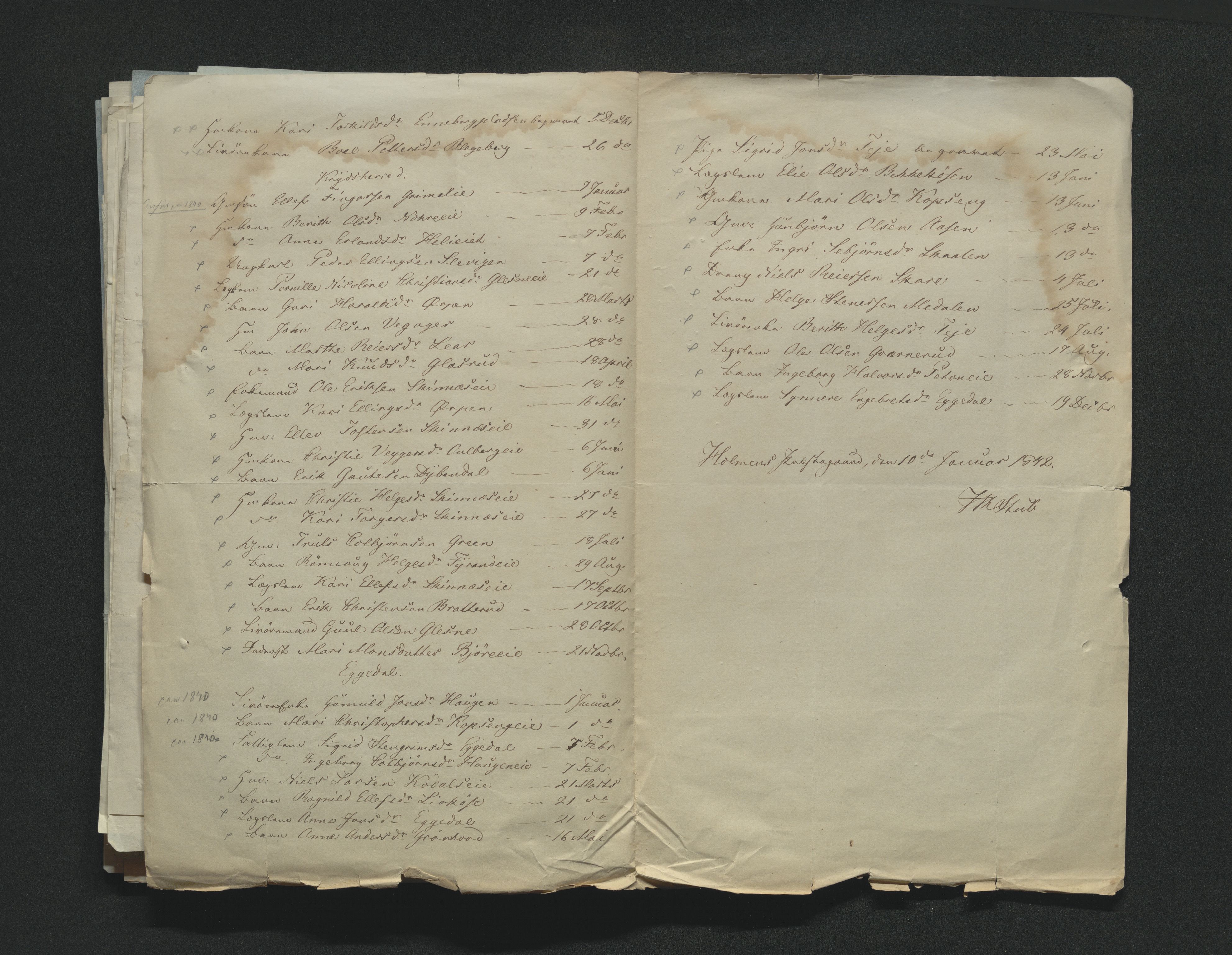 Eiker, Modum og Sigdal sorenskriveri, AV/SAKO-A-123/H/Ha/Hab/L0006: Dødsfallsmeldinger, 1841-1845