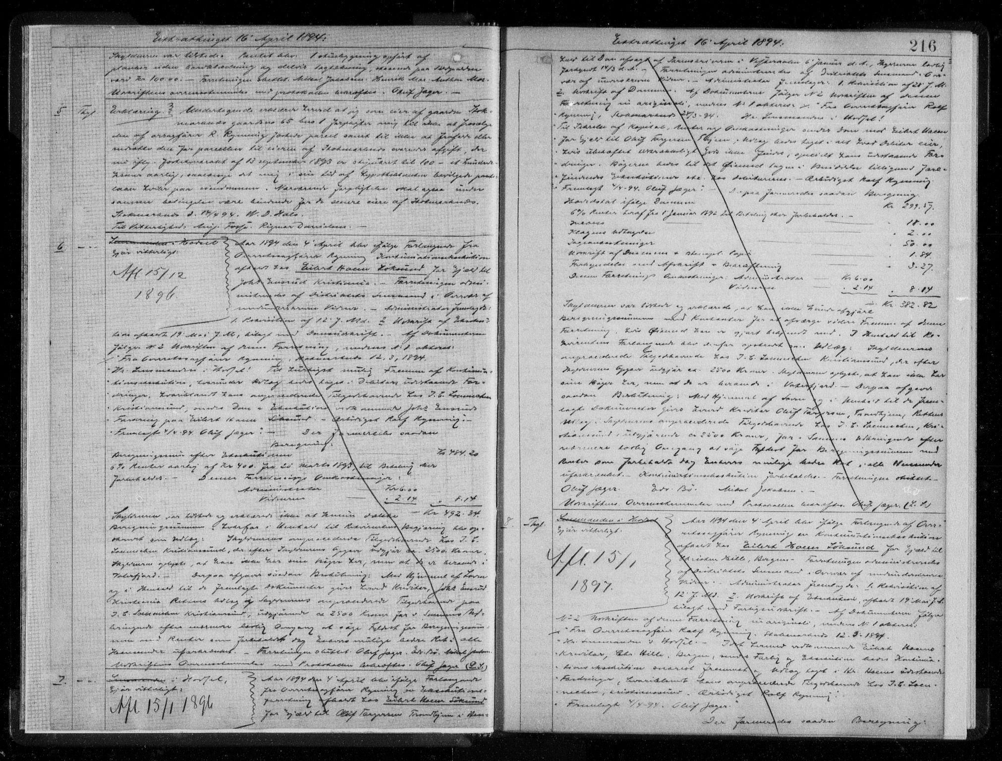 Vesterålen sorenskriveri, SAT/A-4180/1/2/2Ca/L0023: Mortgage book no. R-II, 1894-1895, p. 216