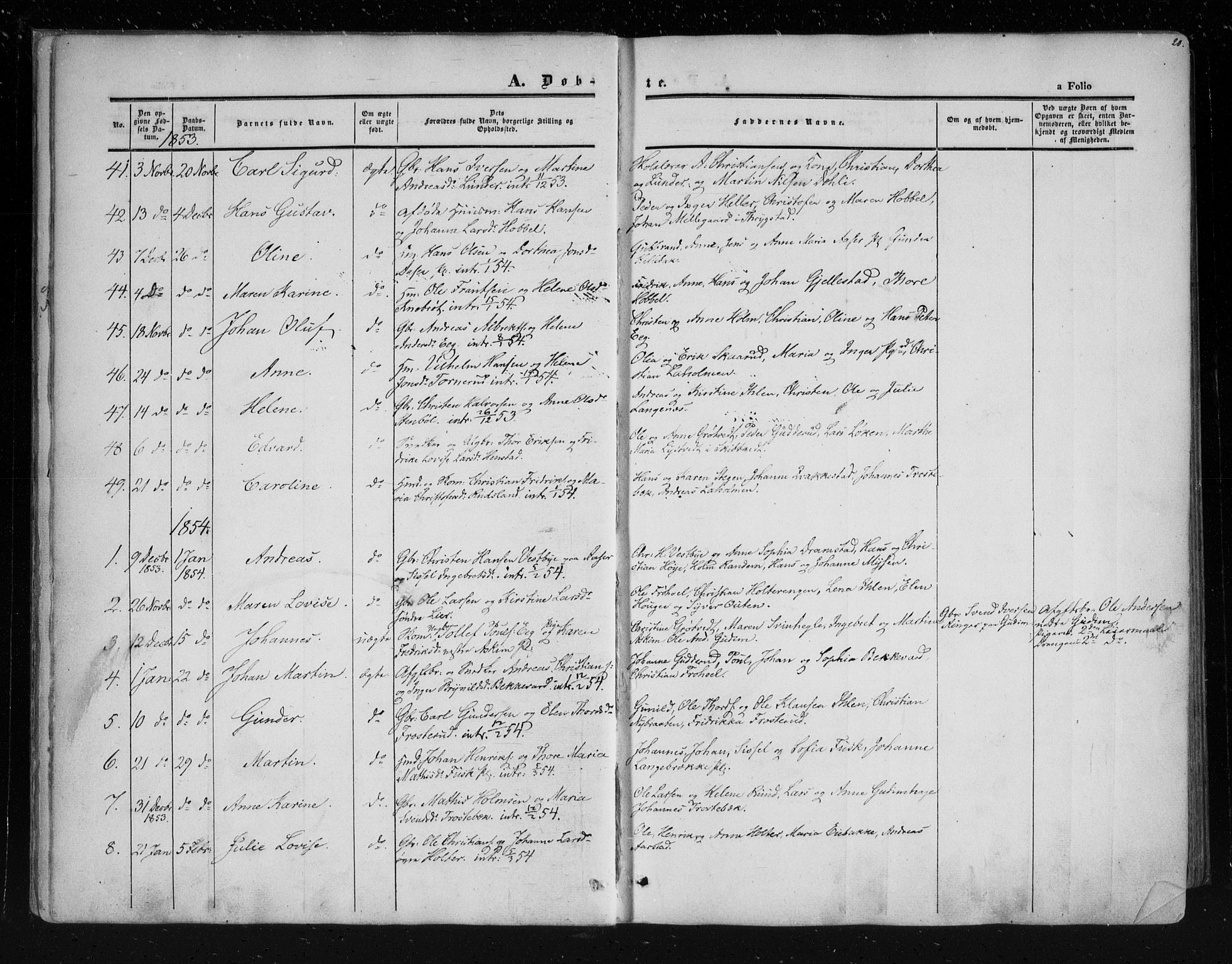 Askim prestekontor Kirkebøker, SAO/A-10900/F/Fa/L0005: Parish register (official) no. 5, 1847-1879, p. 20