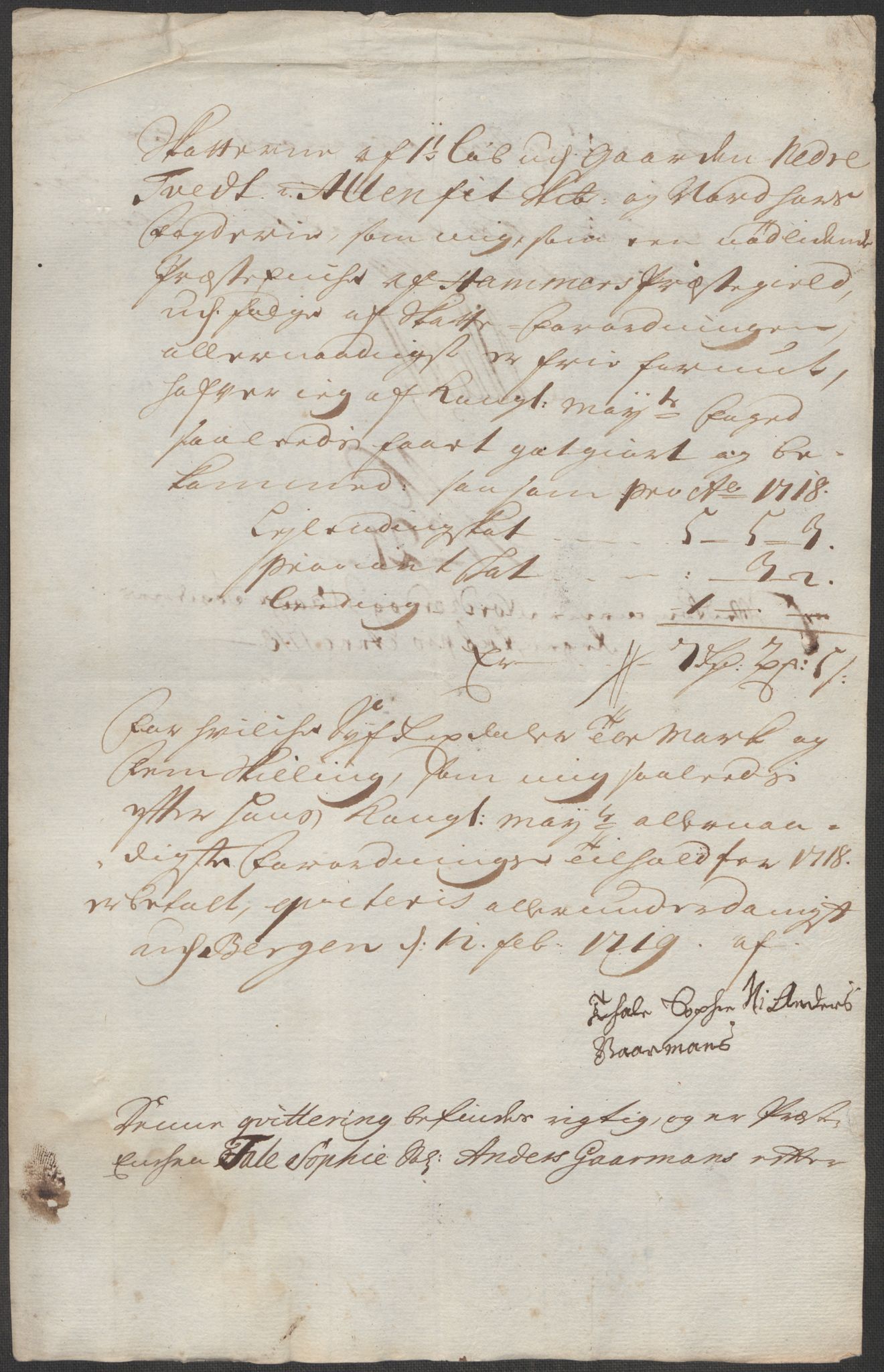 Rentekammeret inntil 1814, Reviderte regnskaper, Fogderegnskap, AV/RA-EA-4092/R51/L3202: Fogderegnskap Nordhordland og Voss, 1718, p. 96