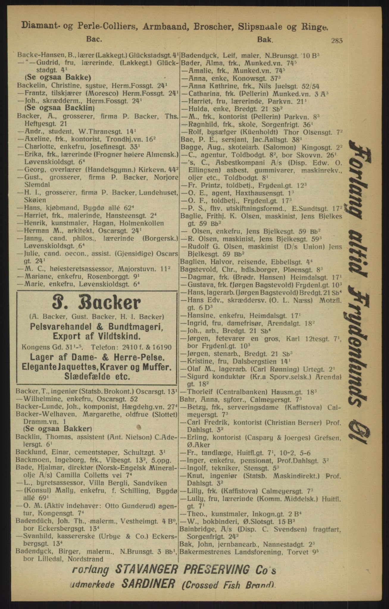 Kristiania/Oslo adressebok, PUBL/-, 1915, p. 283