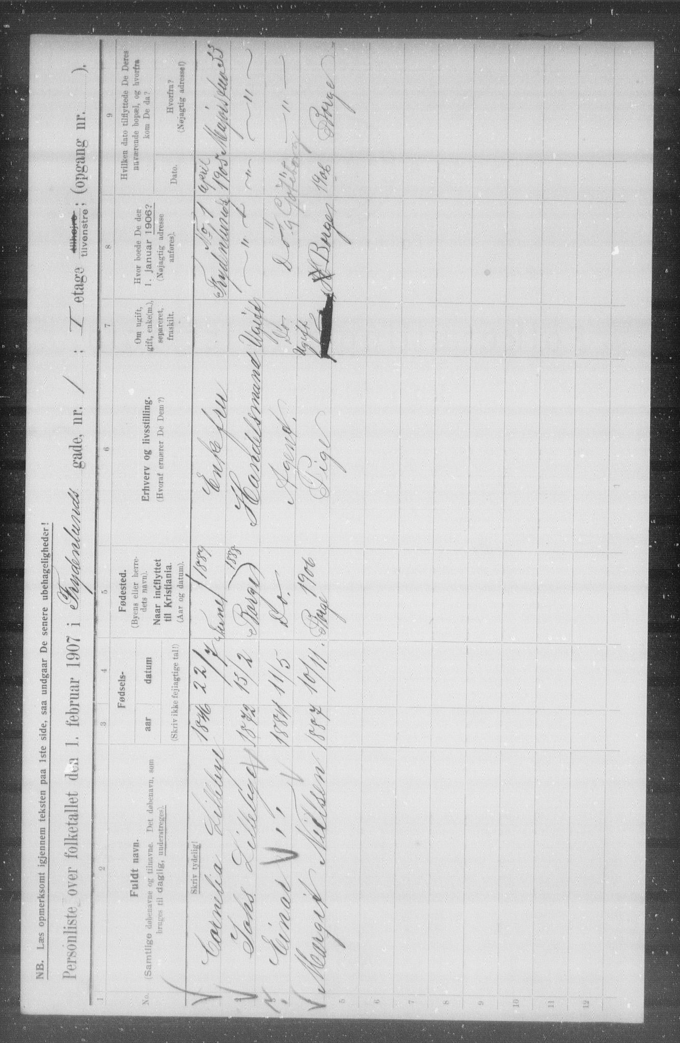 OBA, Municipal Census 1907 for Kristiania, 1907, p. 14204