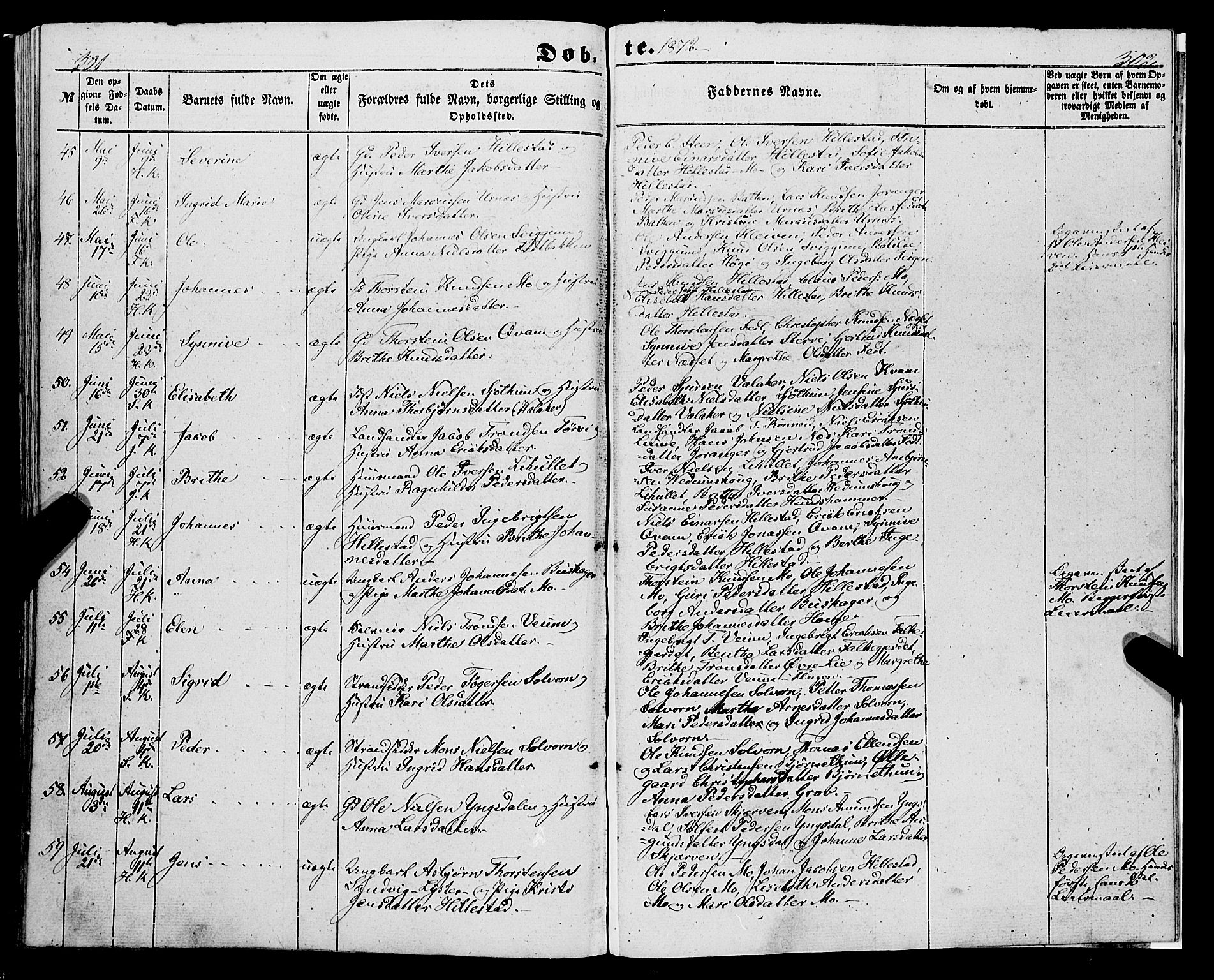 Hafslo sokneprestembete, AV/SAB-A-80301/H/Haa/Haaa/L0009: Parish register (official) no. A 9, 1852-1873, p. 301-302