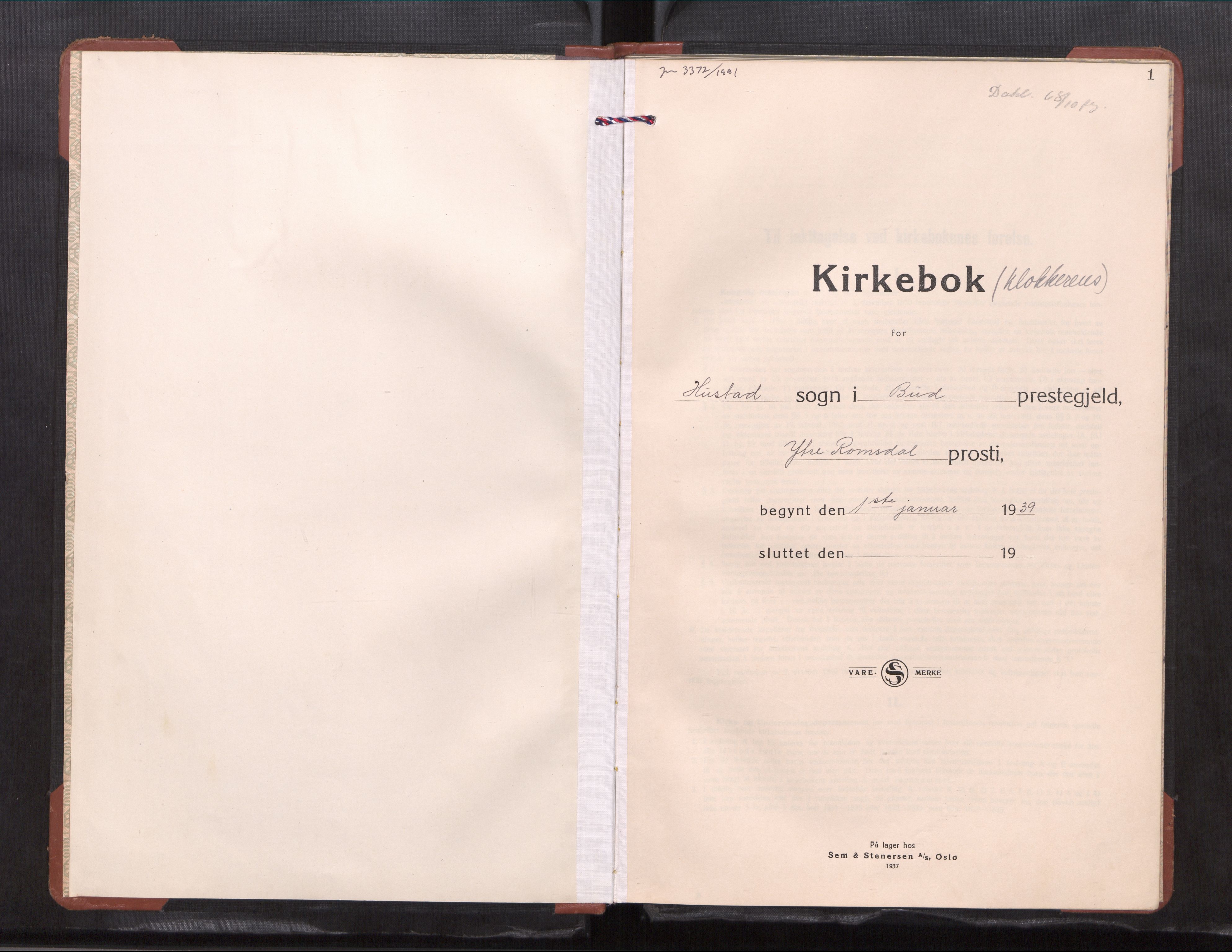 Ministerialprotokoller, klokkerbøker og fødselsregistre - Møre og Romsdal, AV/SAT-A-1454/567/L0787: Parish register (copy) no. 567---, 1939-1954, p. 1