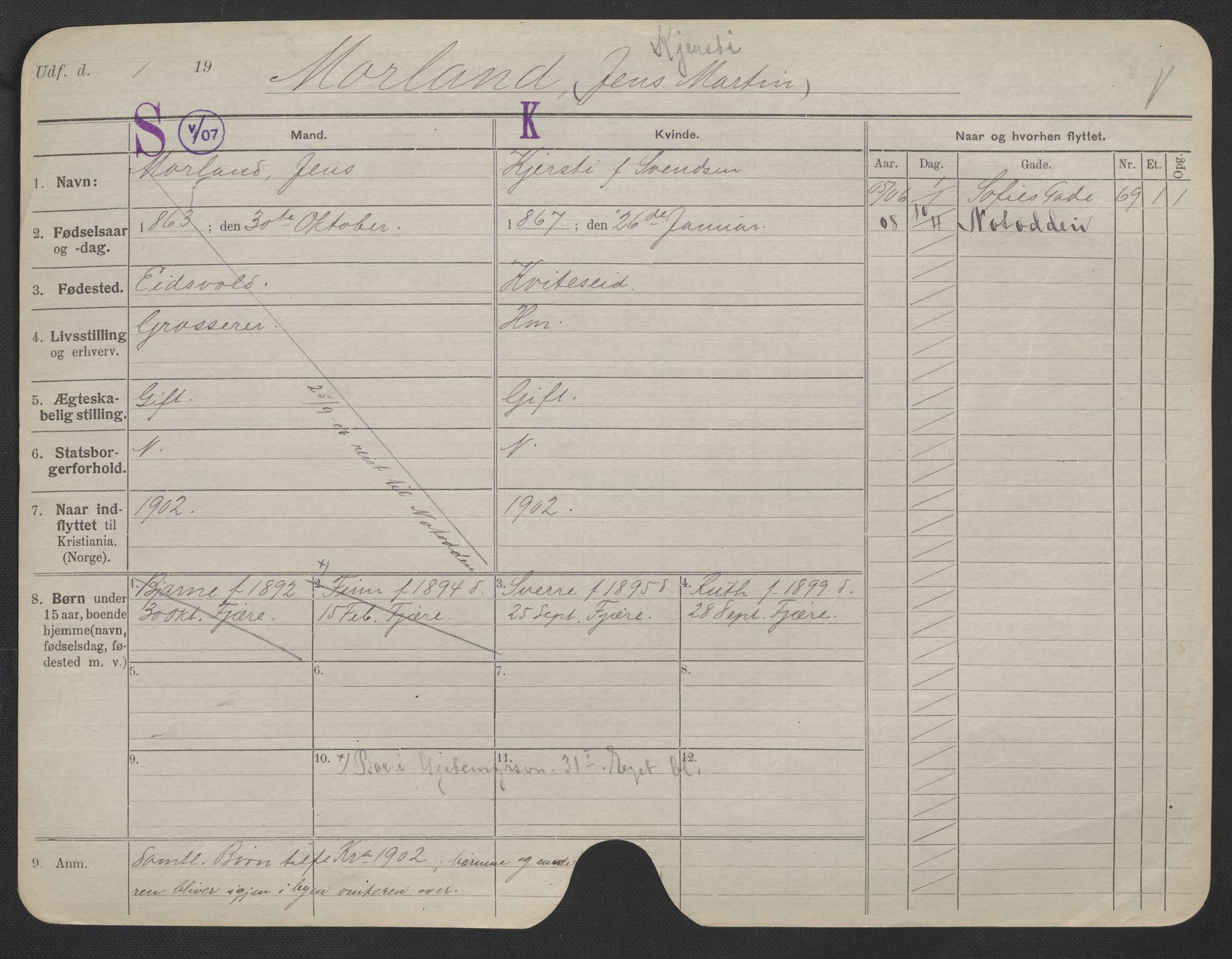 Oslo folkeregister, Registerkort, SAO/A-11715/F/Fa/Fac/L0020: Kvinner, 1906-1914, p. 1051a