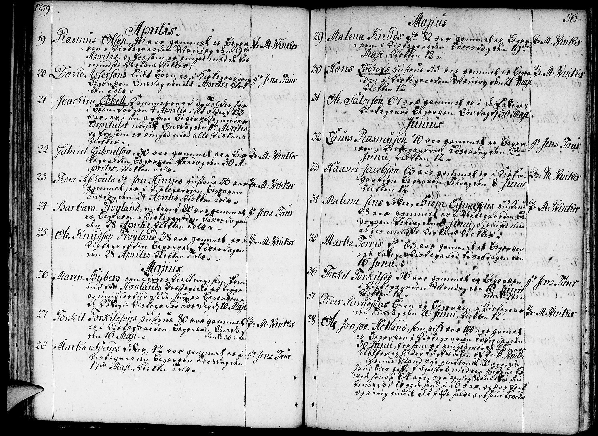 Domkirken sokneprestkontor, SAST/A-101812/001/30/30BA/L0005: Parish register (official) no. A 5, 1744-1788, p. 56