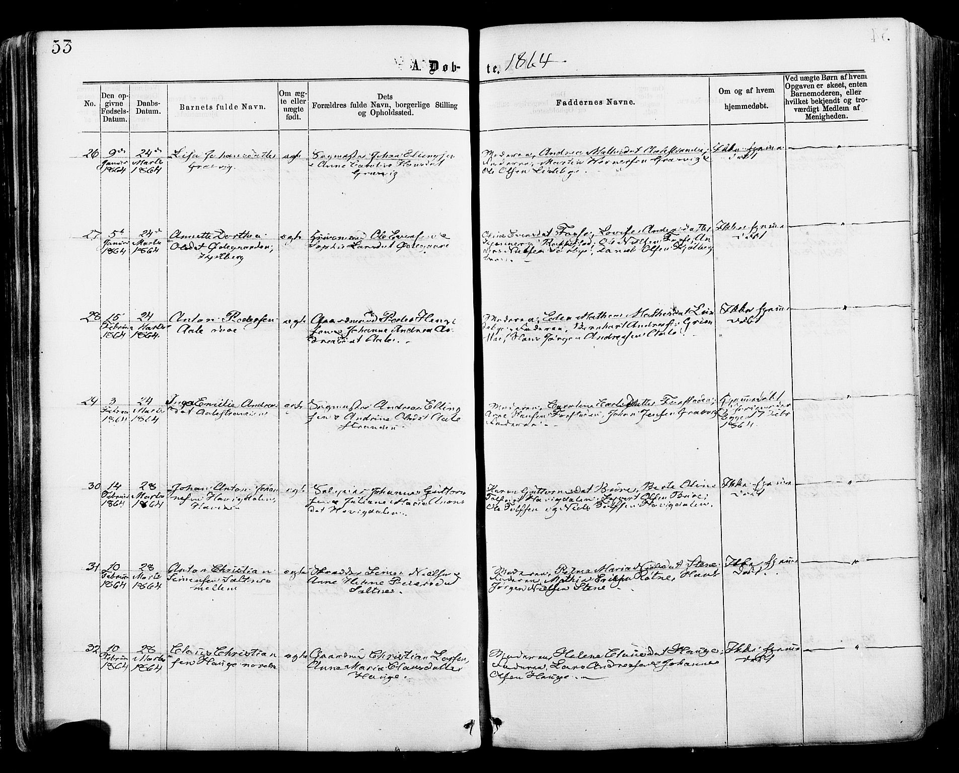 Onsøy prestekontor Kirkebøker, AV/SAO-A-10914/F/Fa/L0004: Parish register (official) no. I 4, 1861-1877, p. 53