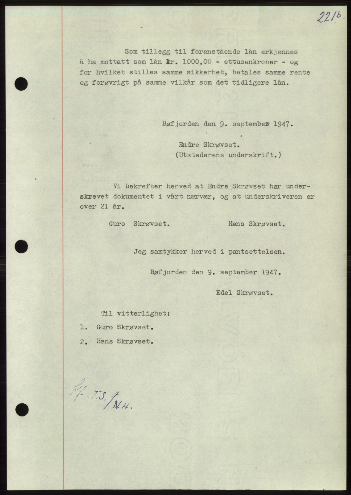 Nordmøre sorenskriveri, AV/SAT-A-4132/1/2/2Ca: Mortgage book no. B97, 1947-1948, Diary no: : 2439/1947