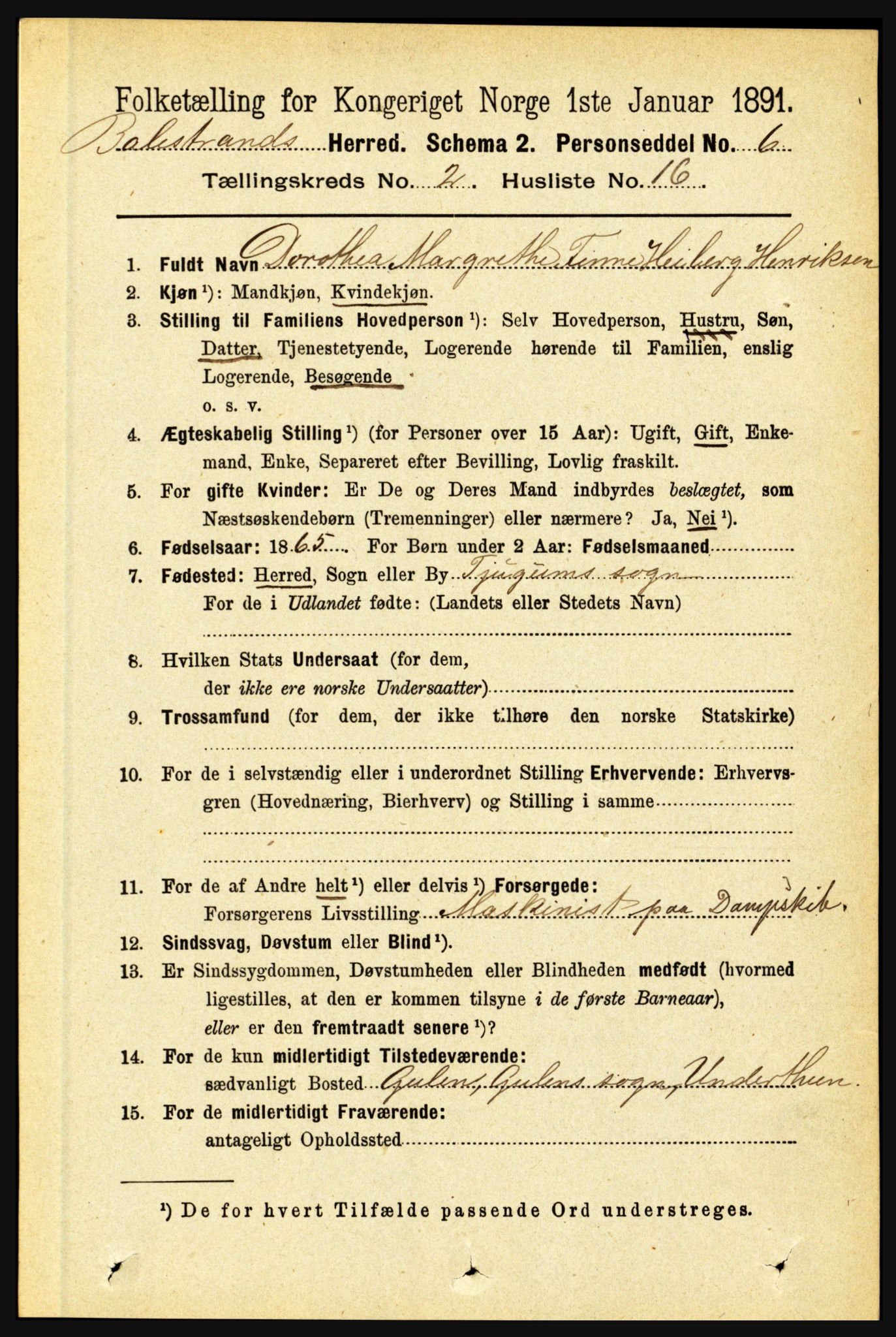 RA, 1891 census for 1418 Balestrand, 1891, p. 353