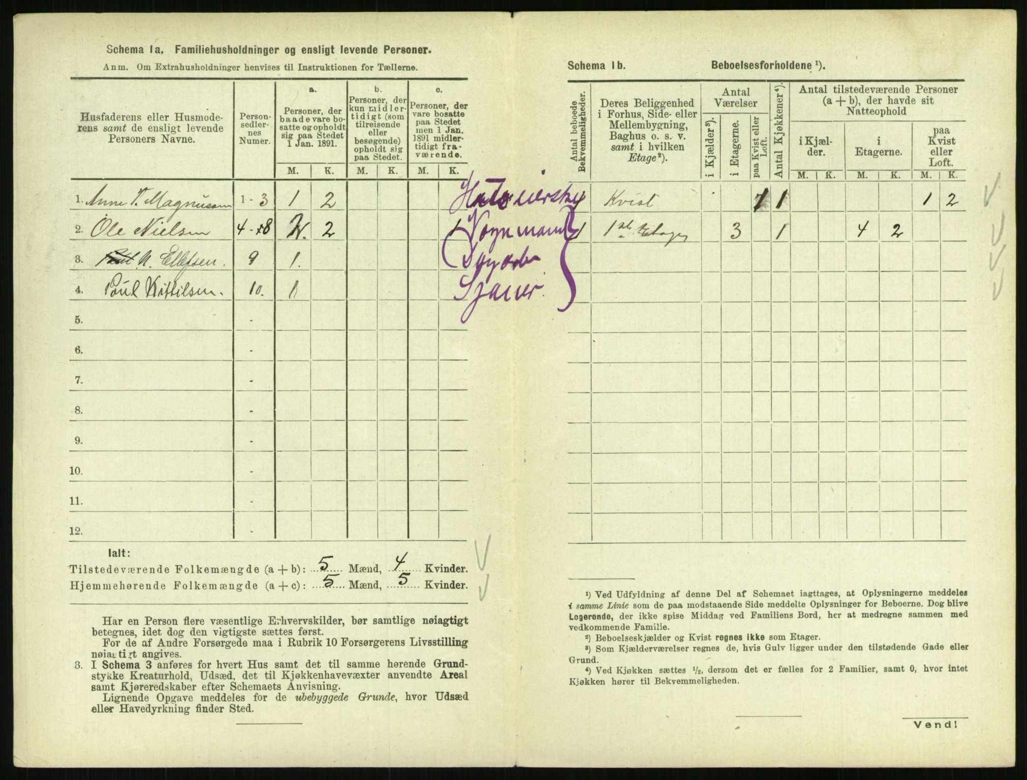 RA, 1891 census for 0801 Kragerø, 1891, p. 1033