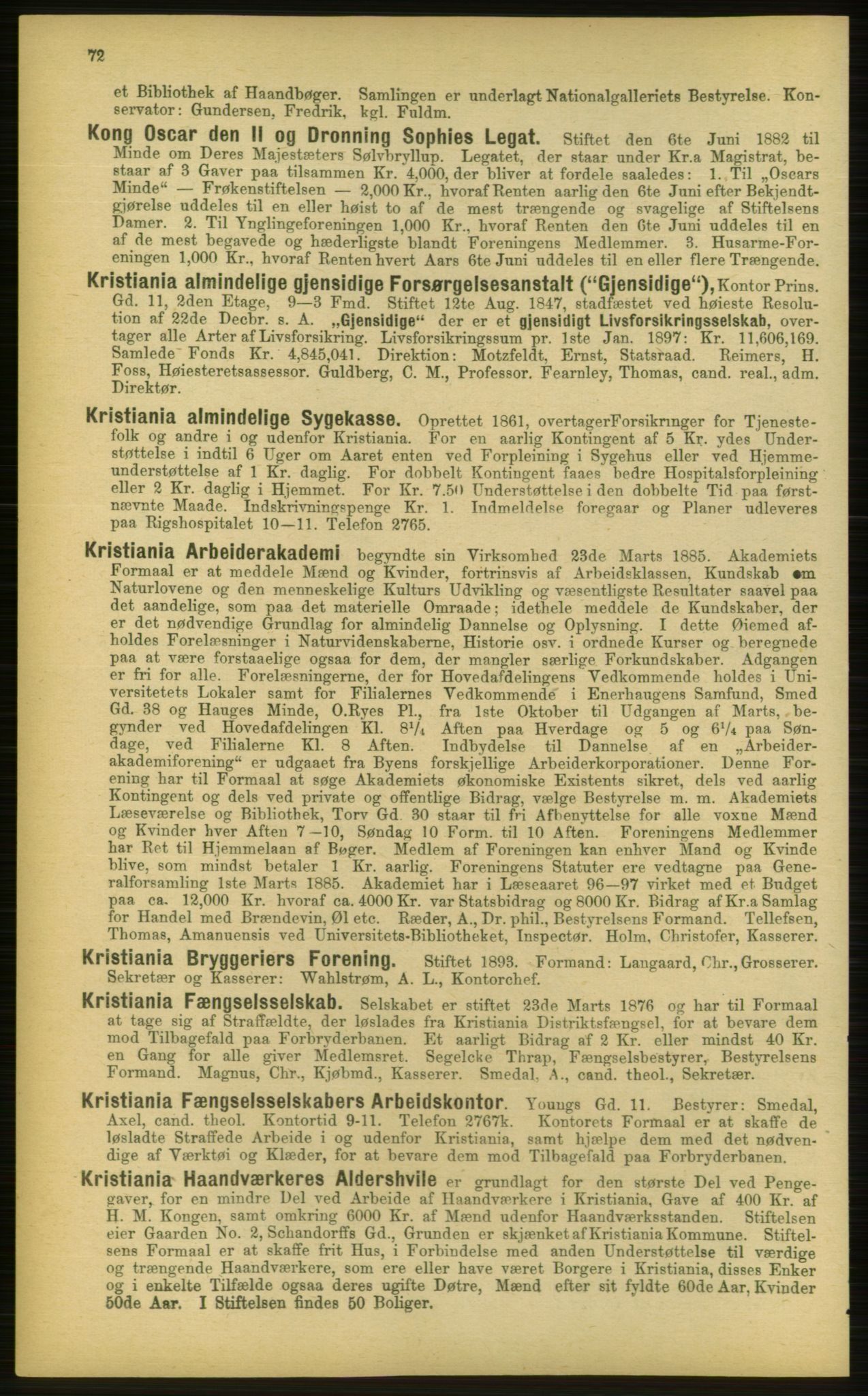 Kristiania/Oslo adressebok, PUBL/-, 1898, p. 72