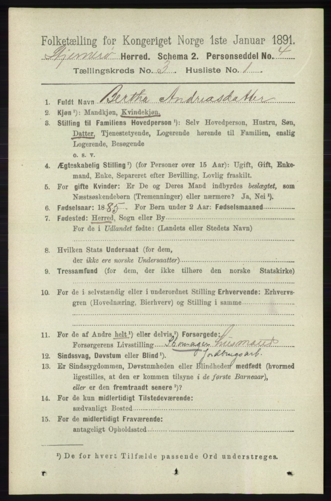 RA, 1891 census for 1140 Sjernarøy, 1891, p. 395